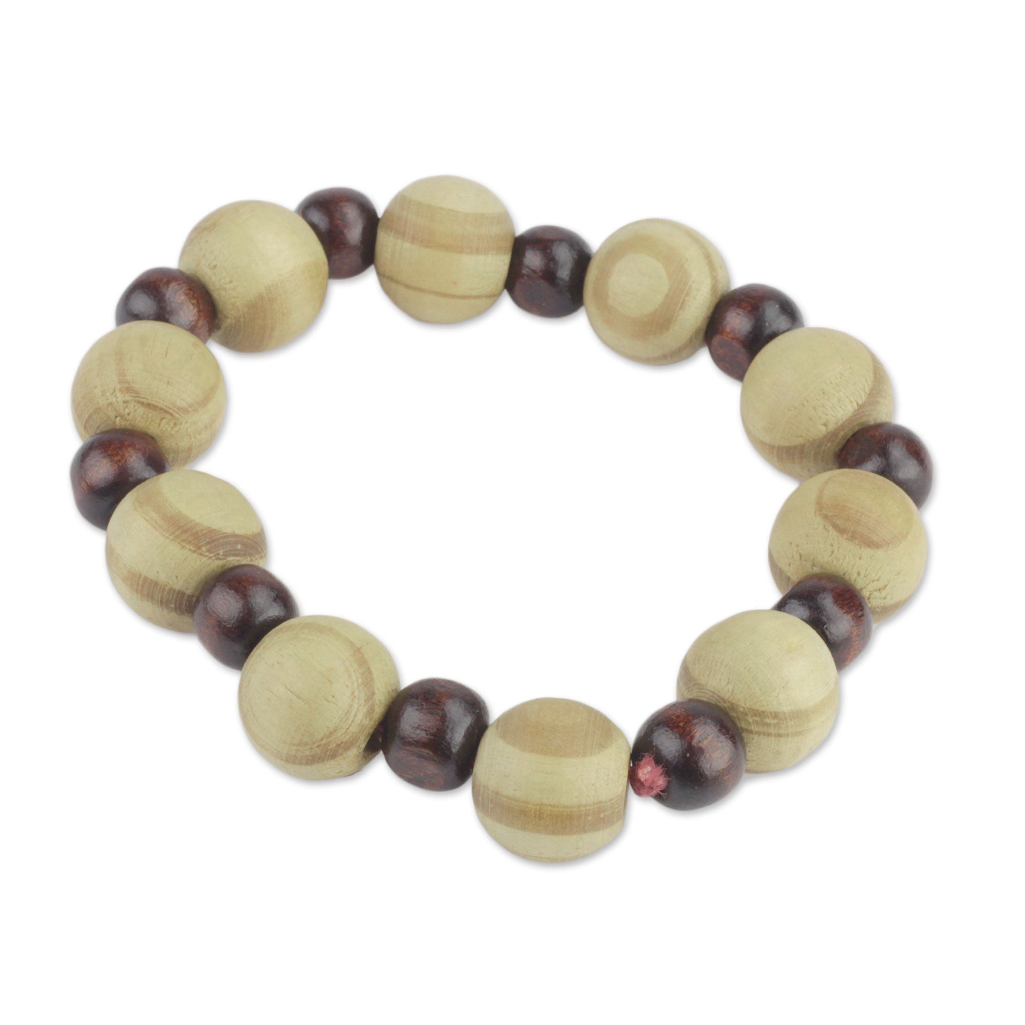 Premium Handcrafted Sese Wood Beaded Stretch Bracelet - Artisan Jewelry from Ghana