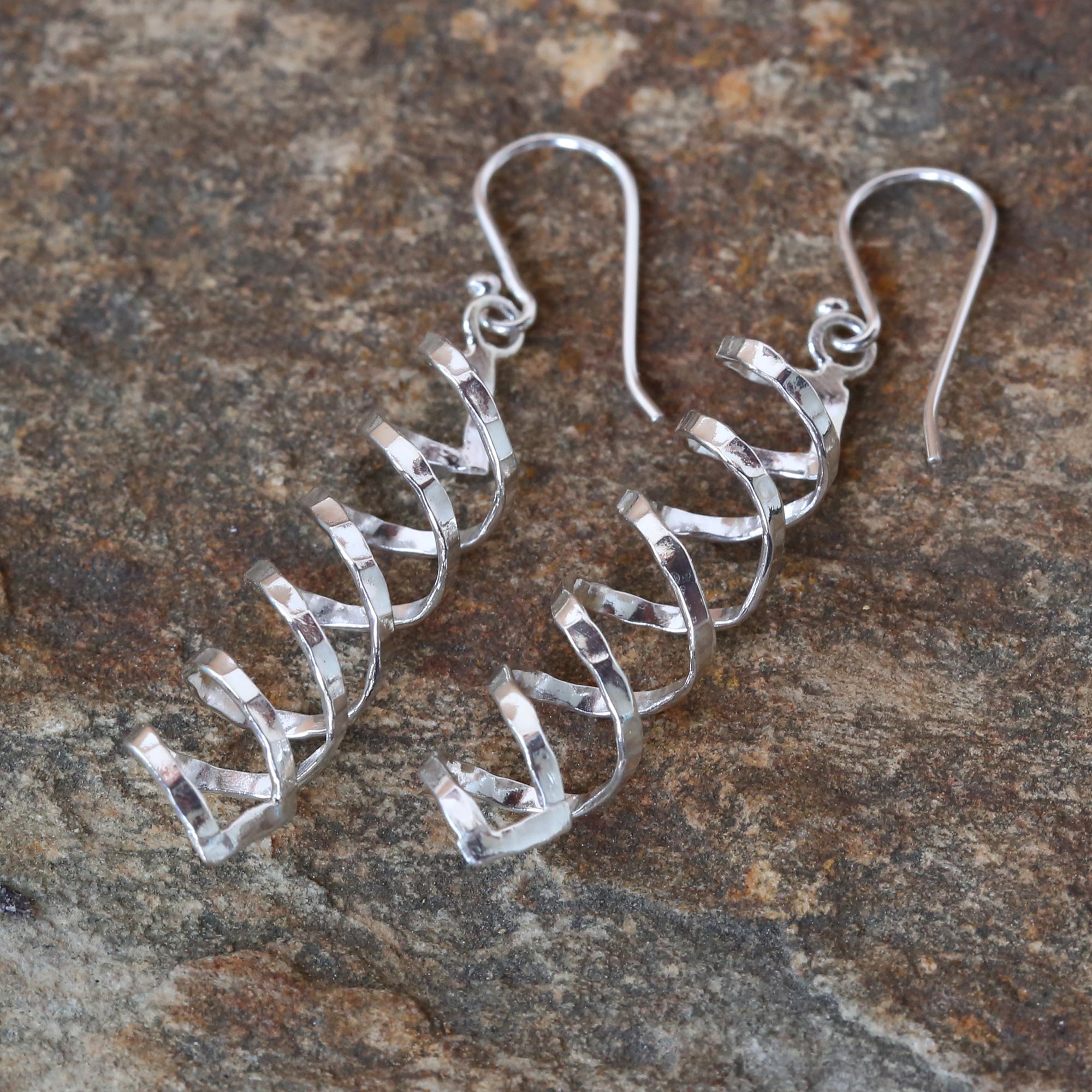 Premium Shiny Serpentine Spiral Earrings - Handcrafted 925 Sterling Silver