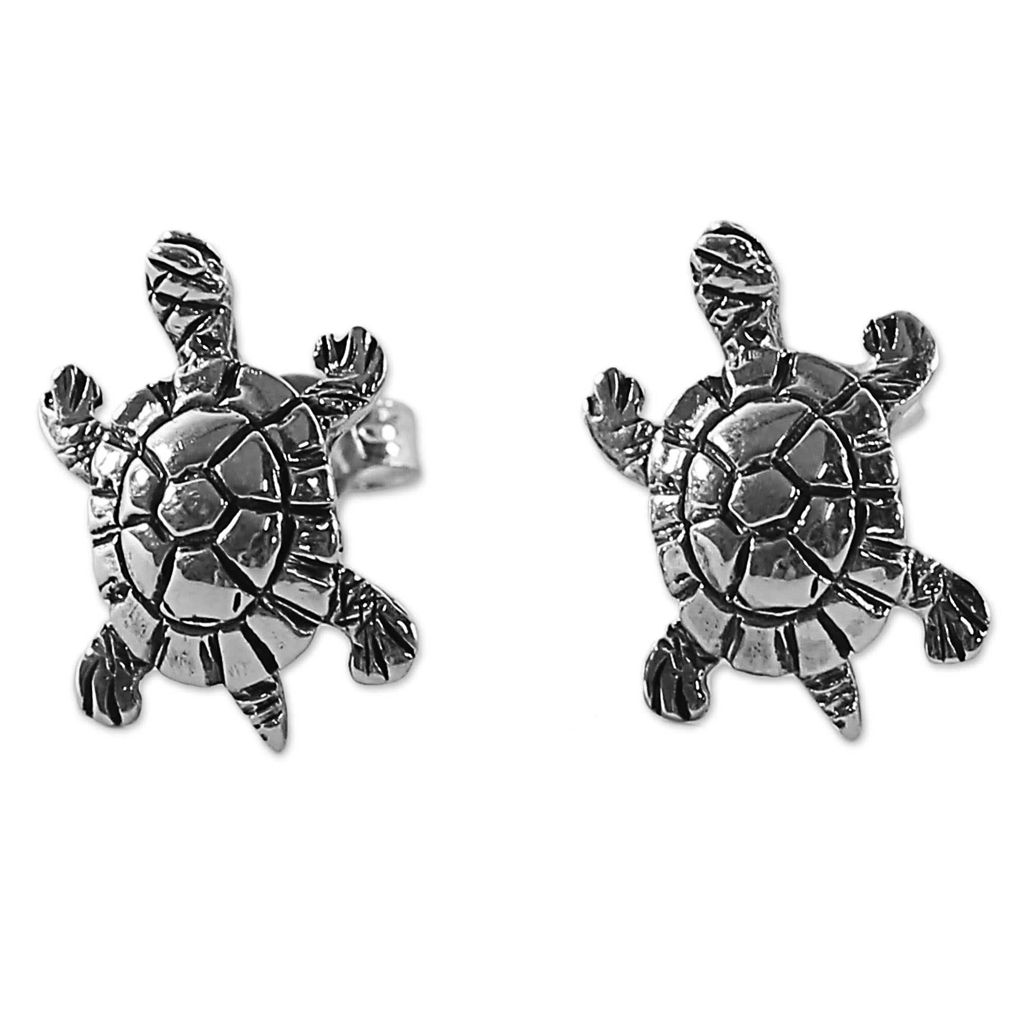 Premium Little Turtles Sterling Silver Earrings - Handmade in Thailand