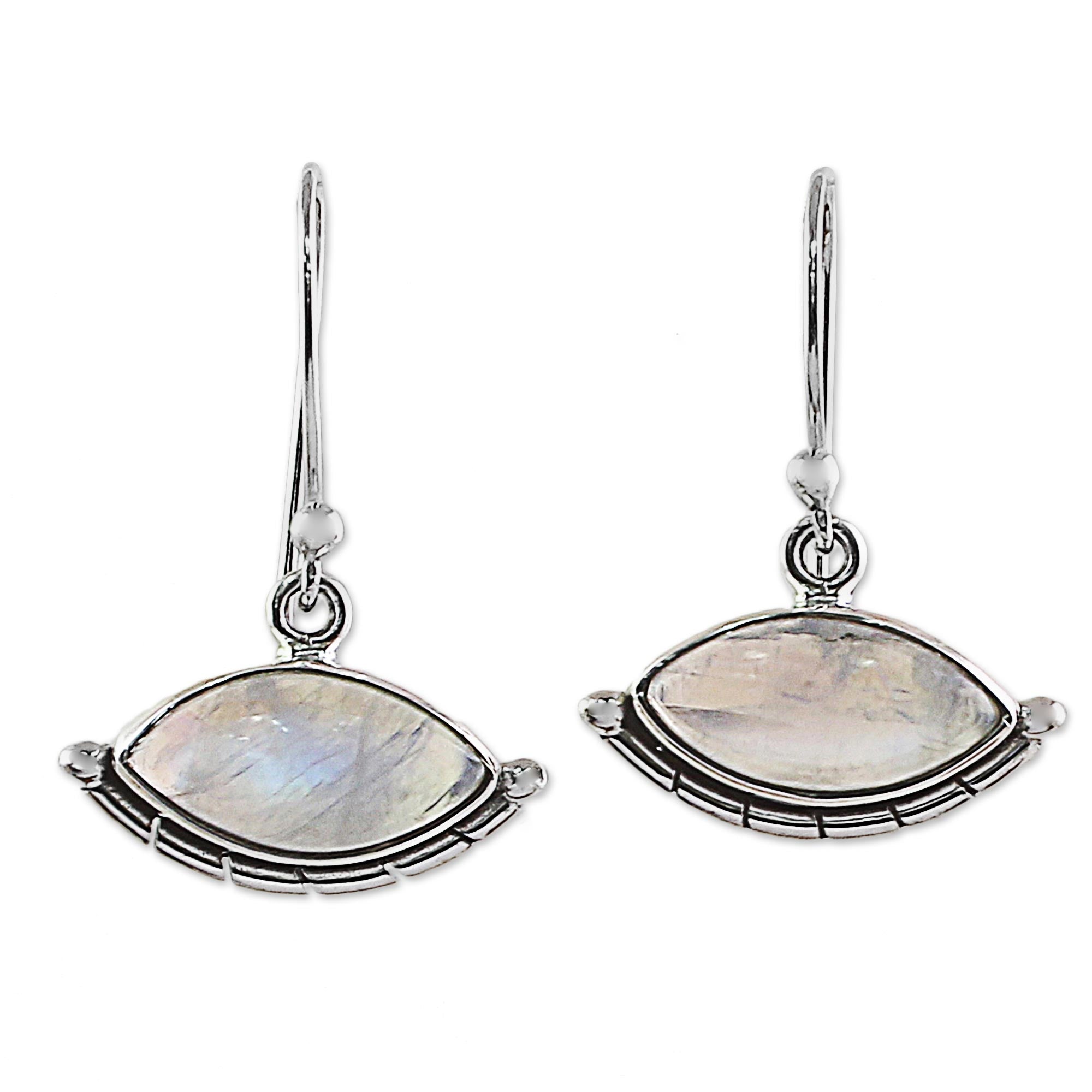 Premium Rainbow Moonstone Eye Protection Dangle Earrings