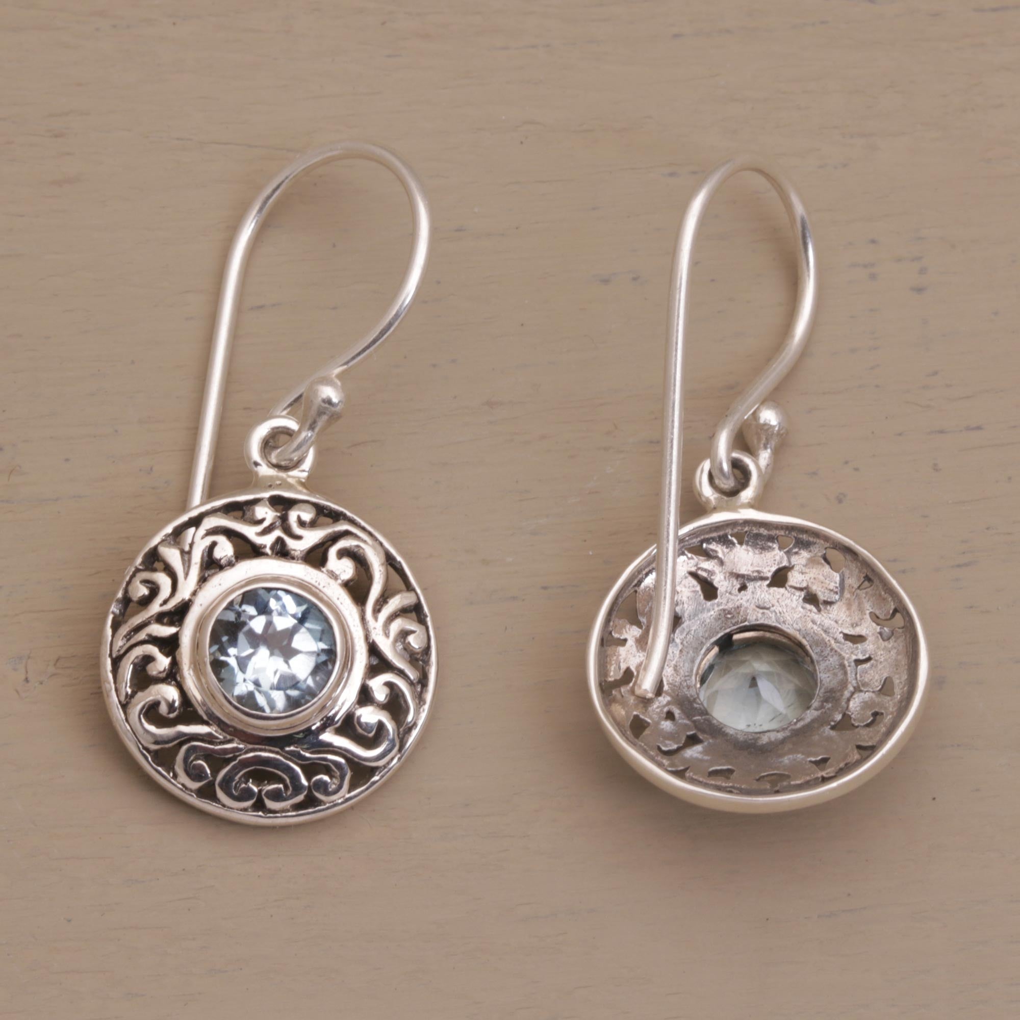 Premium Sterling Silver Blue Topaz Earrings – Handcrafted Elegance