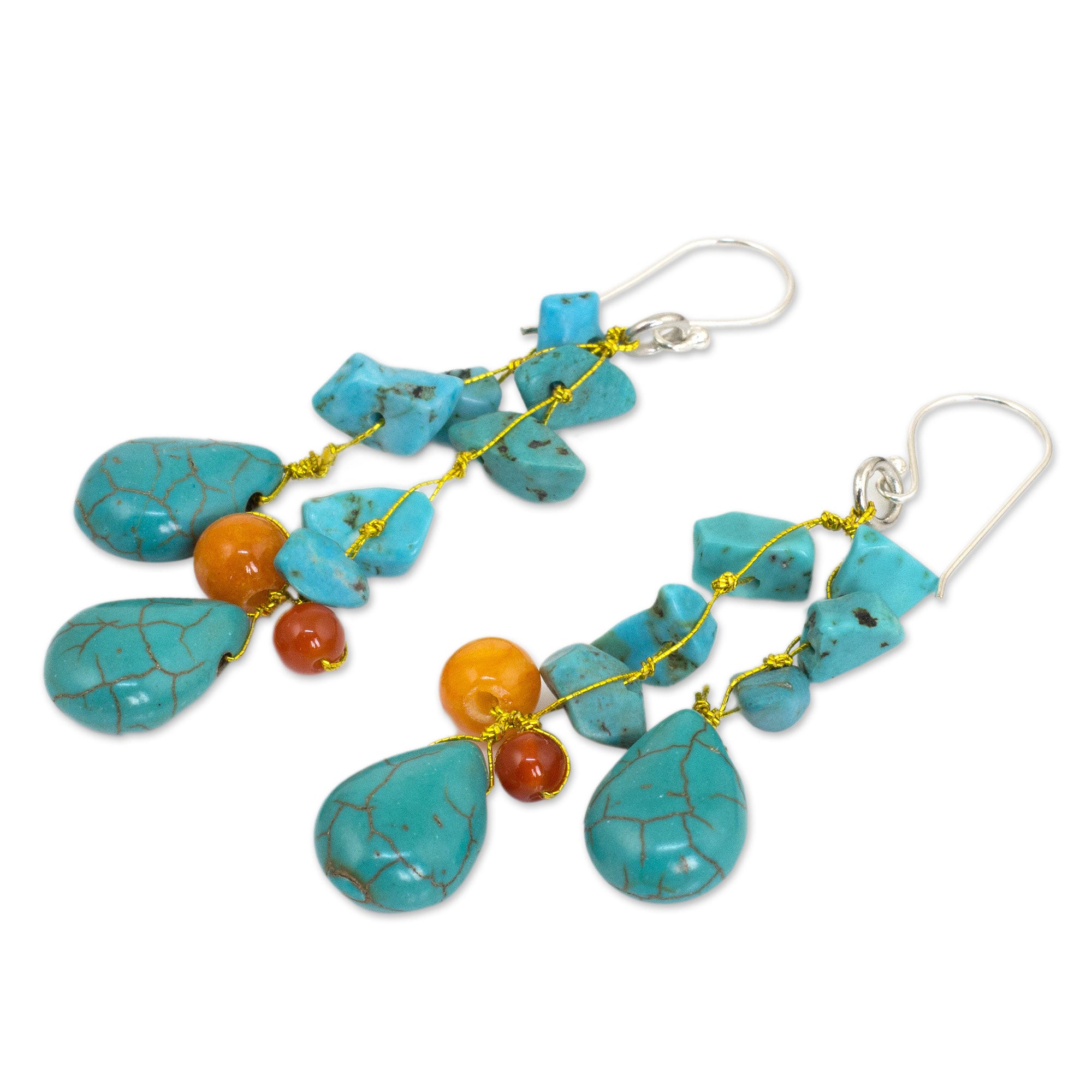 Premium Tropical Sea Handcrafted Earrings with Carnelian & Blue Calcite