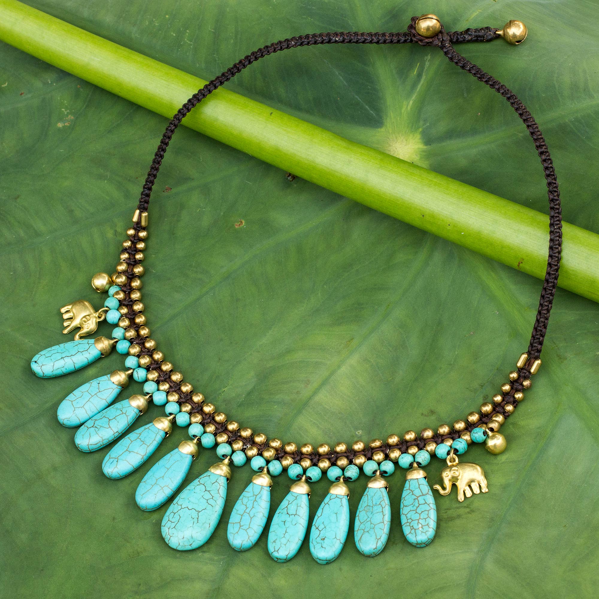 Premium Turquoise Elephant Beaded Necklace - Siam Legacy Collection