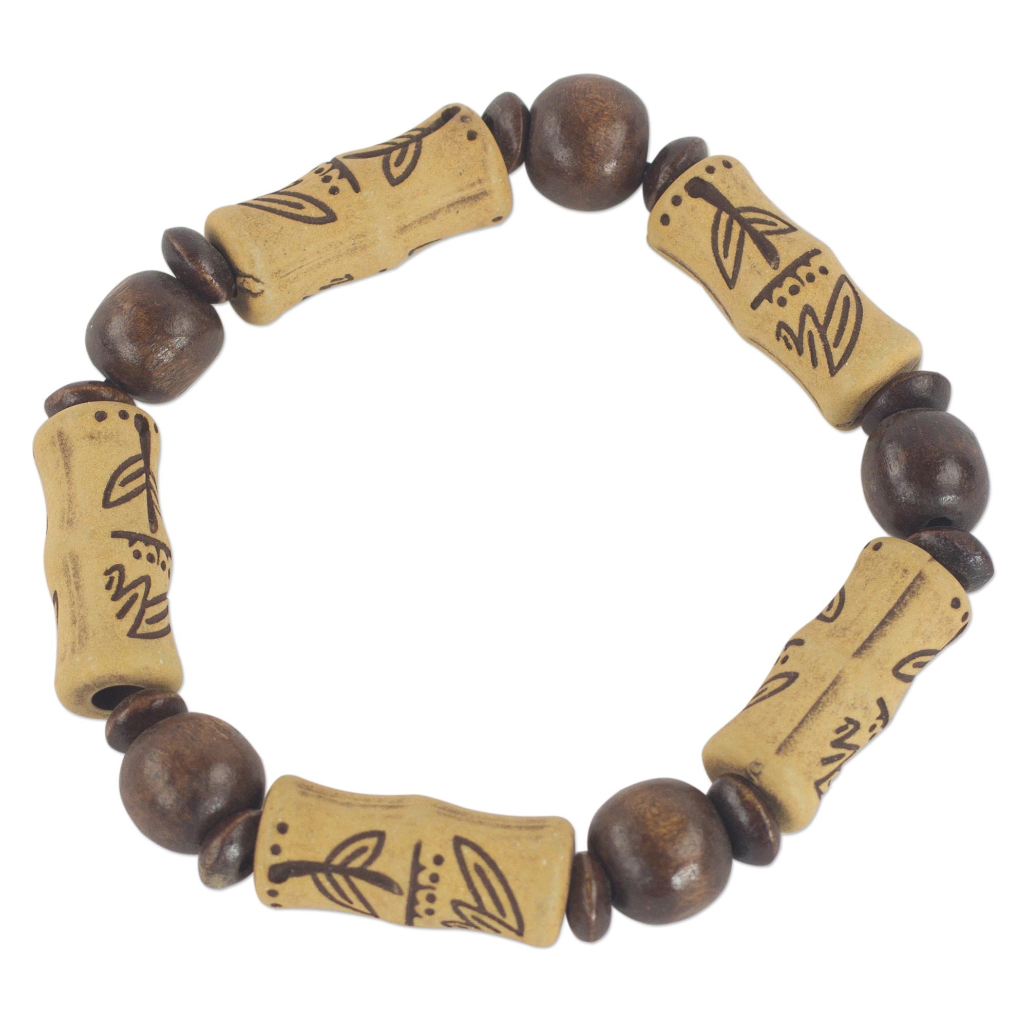 Premium Chocolate Escape Artisan Bracelet – Eco-Chic Sese Wood & Recycled Plastic