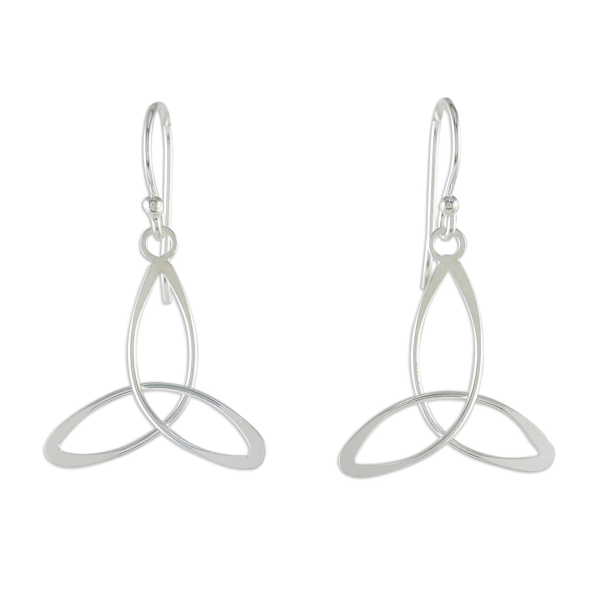 Premium Triangle Twist Sterling Silver Dangle Earrings – Handcrafted in Thailand