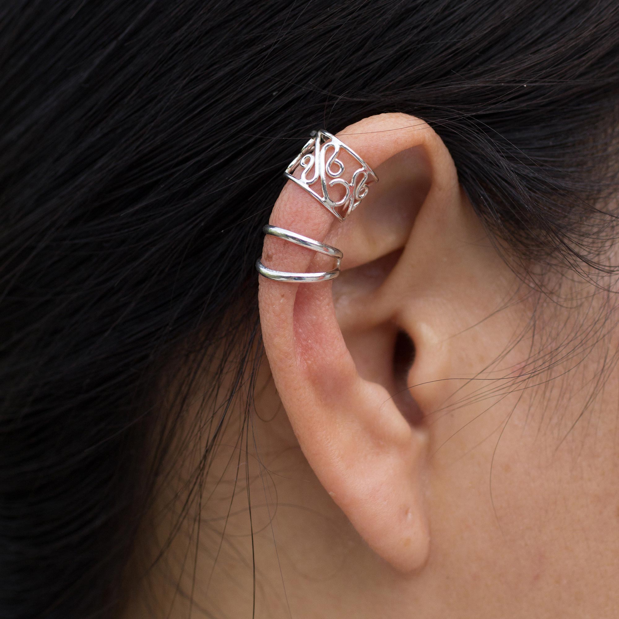 Premium Sleek Filigree Ear Cuff Earrings - Handmade Elegance