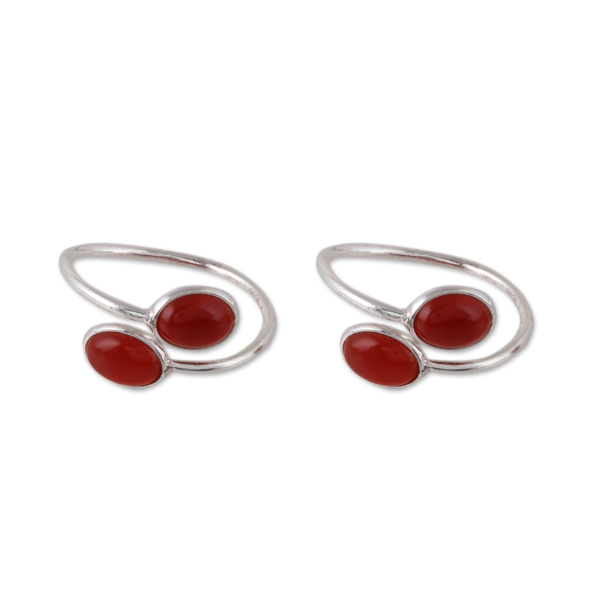 Premium Oval Carnelian Toe Rings – Handcrafted Sterling Silver Jewelry from India