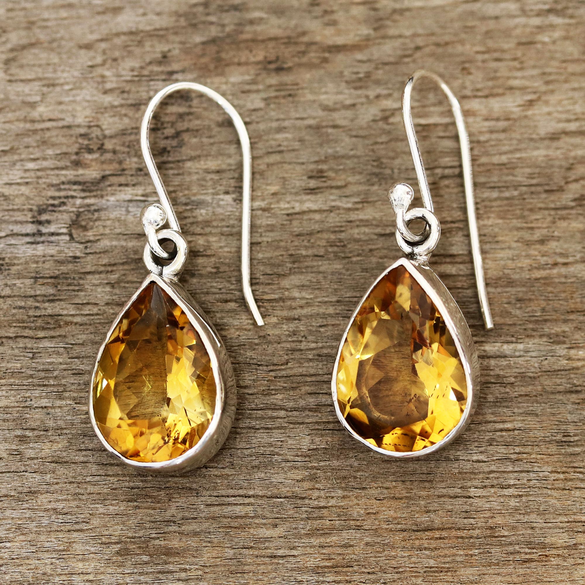 Premium Yellow Glimmer Teardrop Citrine Dangle Earrings - Handcrafted Sterling Silver Jewelry