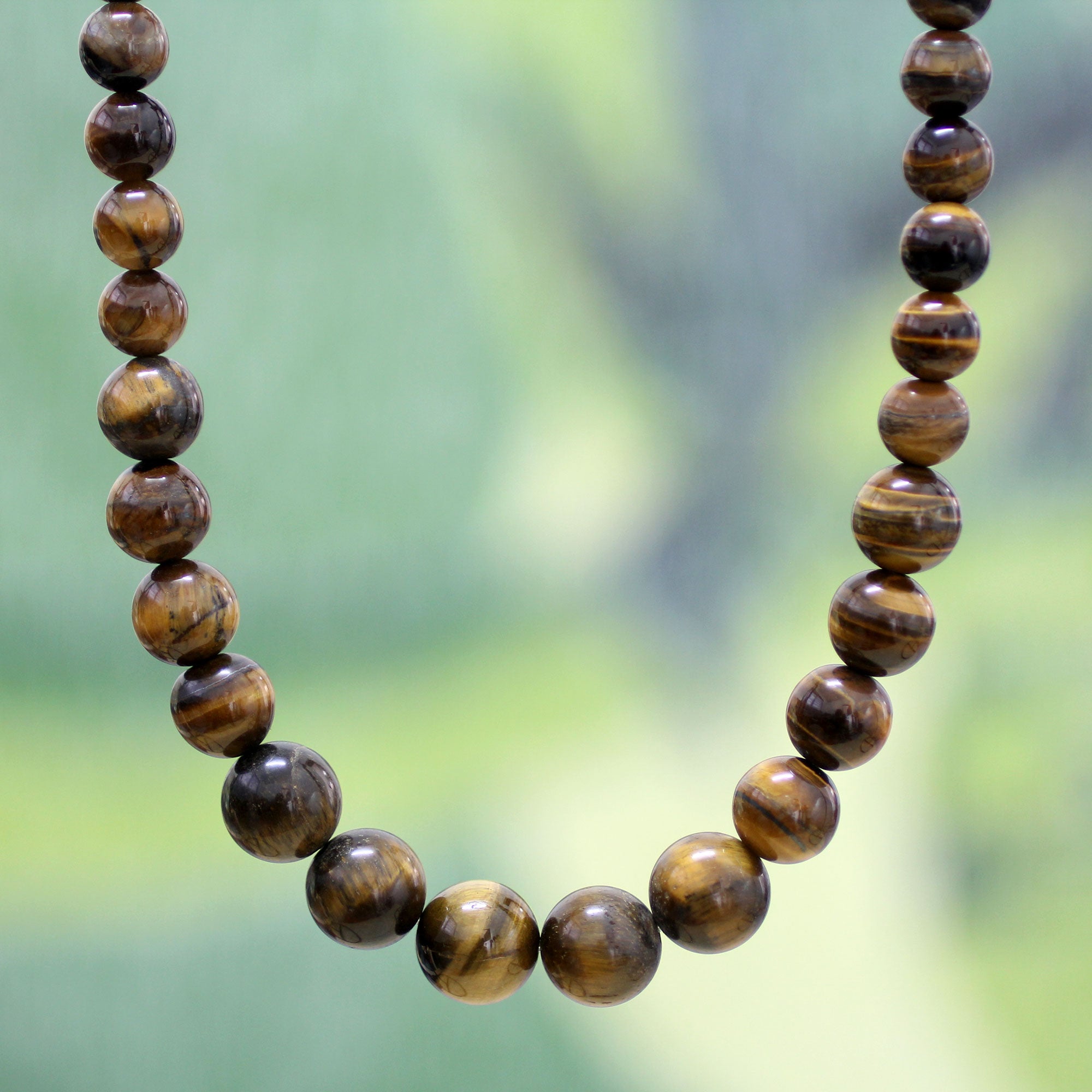 Premium Golden Light Tiger's Eye Beaded Necklace - Esombo