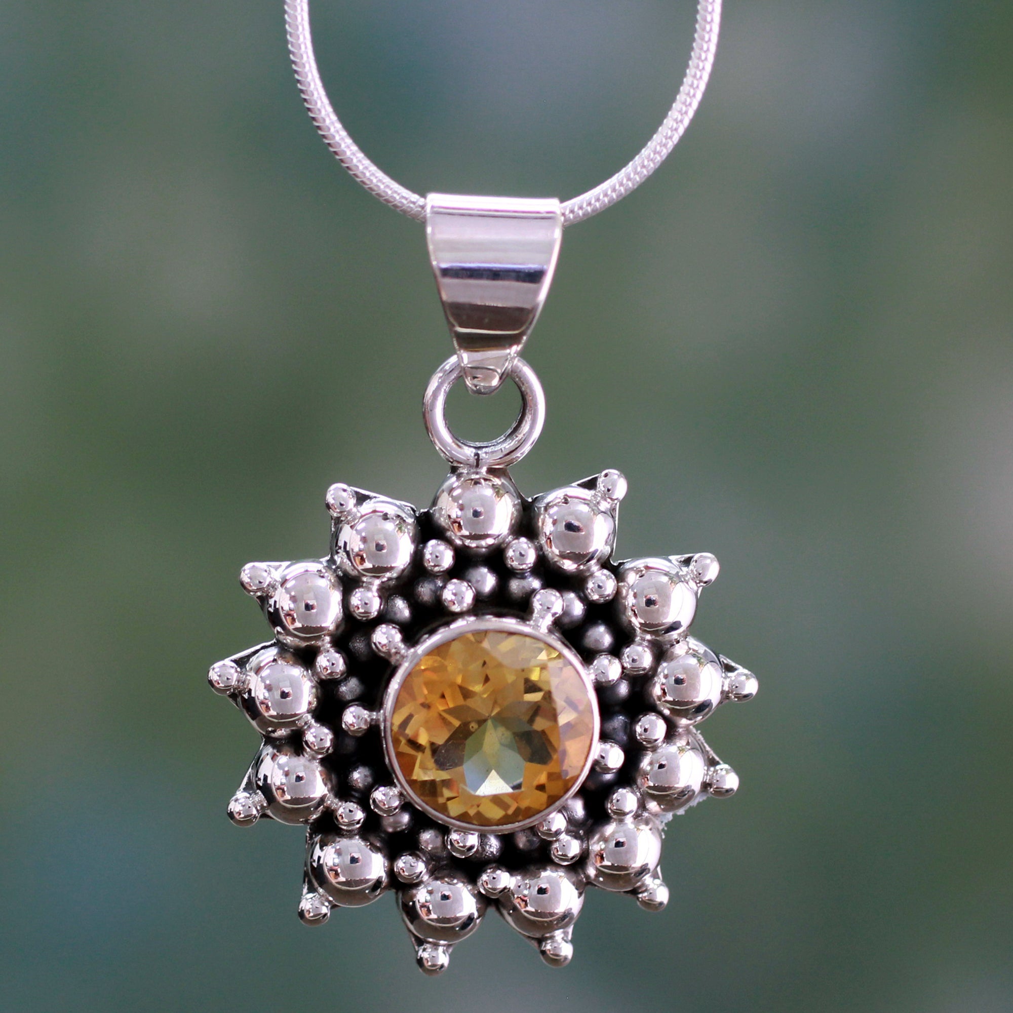 Premium Star Citrine & Sterling Silver Pendant Necklace - Handcrafted Elegance