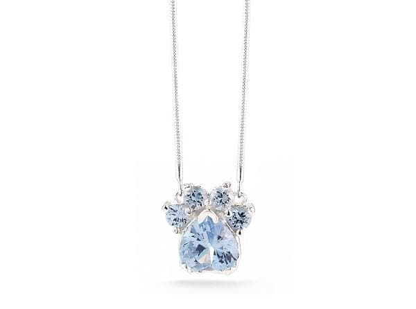 Premium Paw Print Birthstone Pendant Necklace - Handcrafted in Bolivia