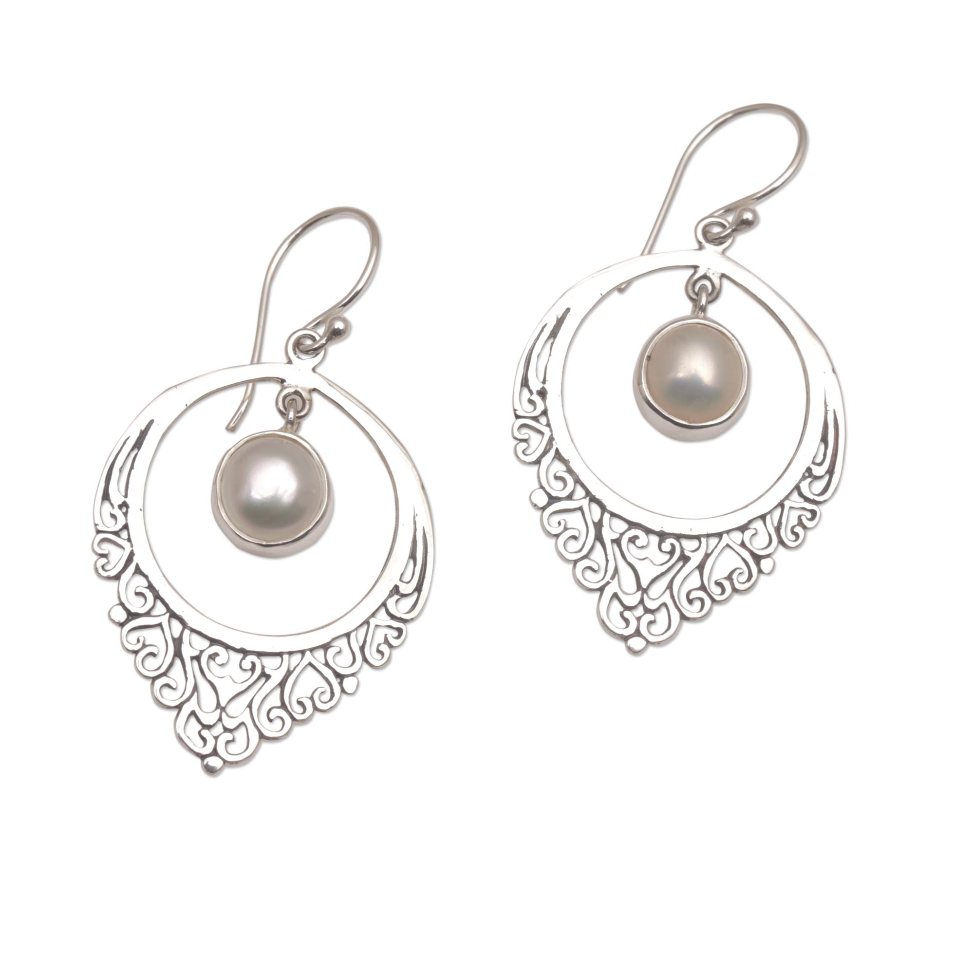 Premium Fair Daydream Handmade 925 Sterling Silver & Cultured Mabe Pearl Drop Earrings