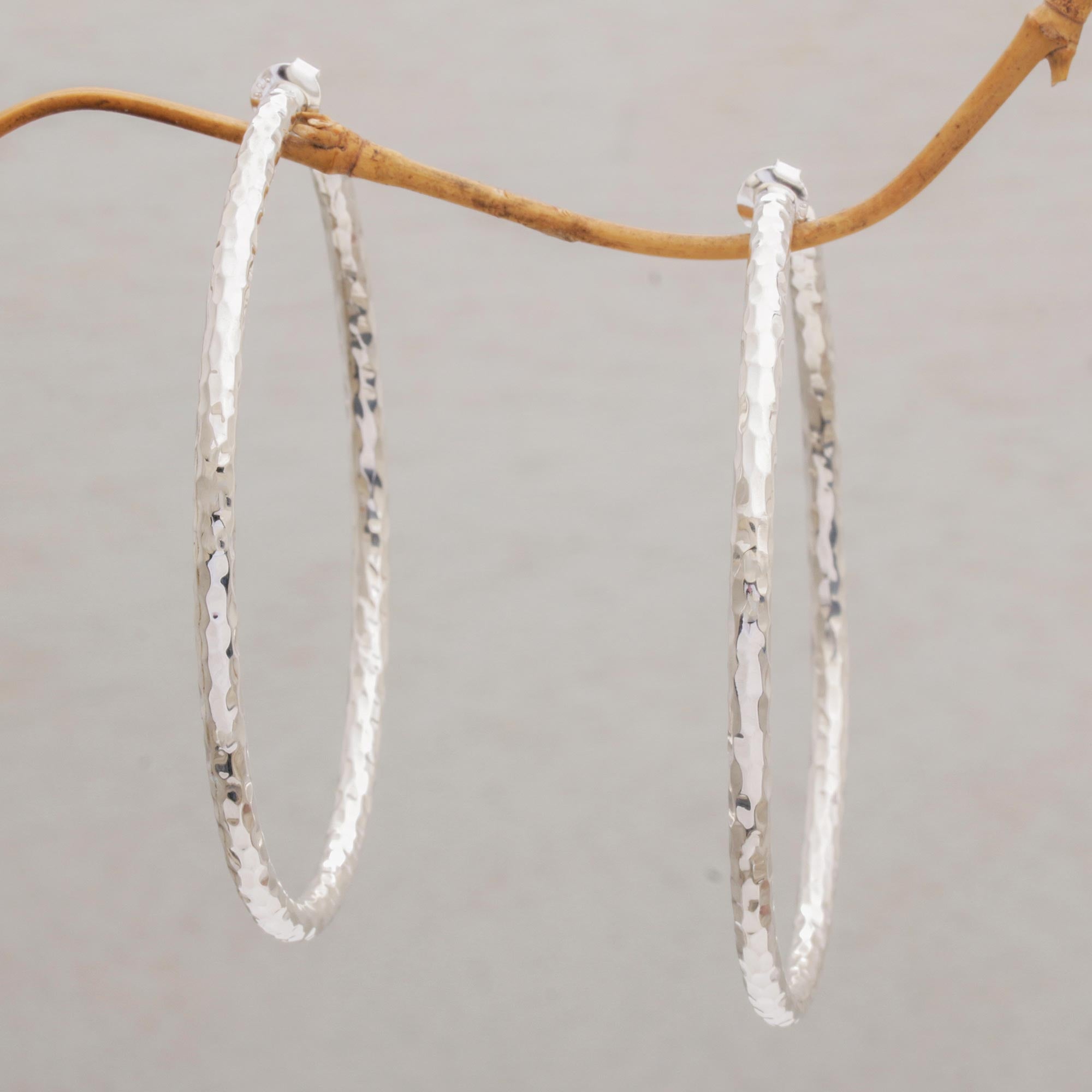 Premium Glimmering Memories Sterling Silver Half-Hoop Earrings - Handcrafted in Bali