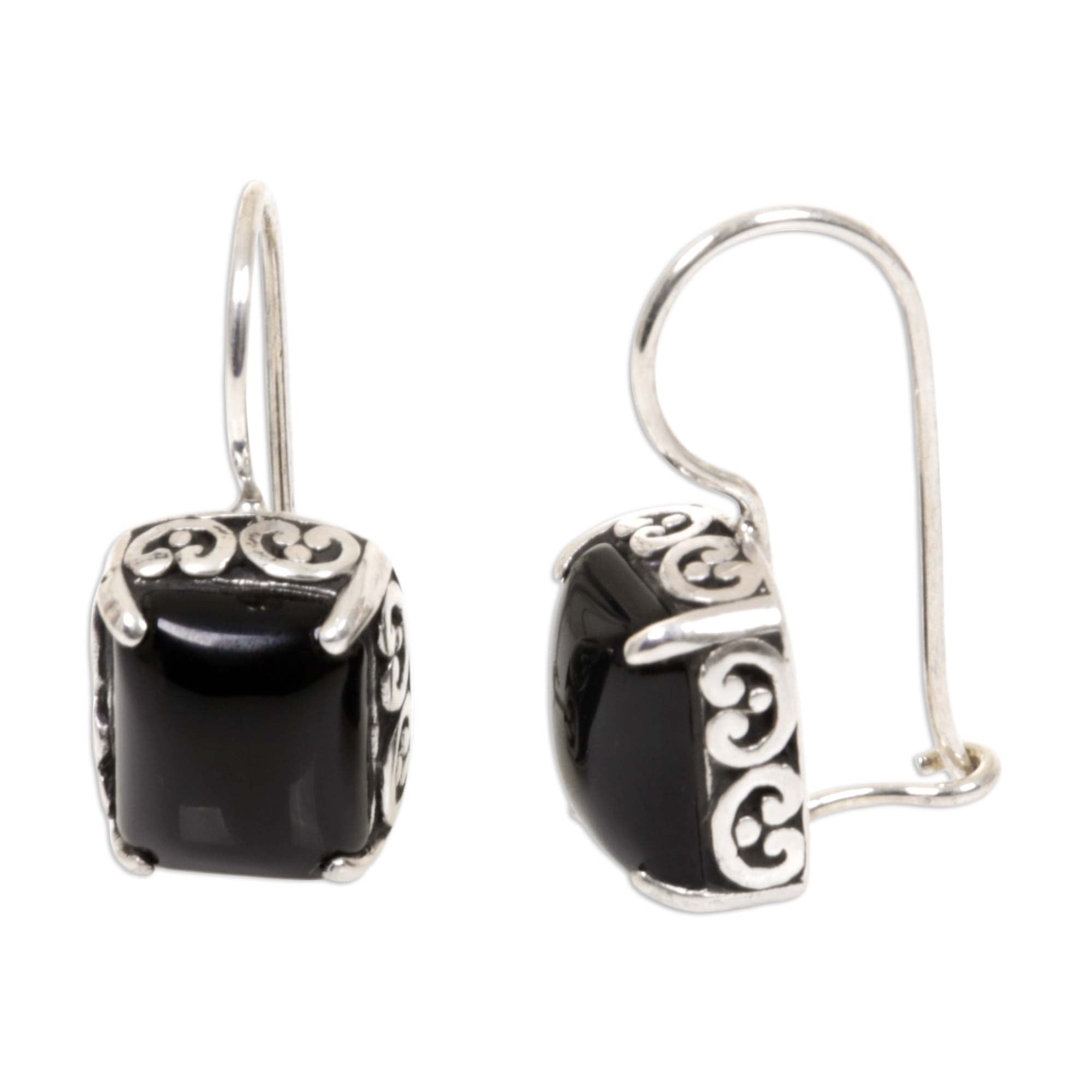 Premium Imagine Onyx Sterling Silver Drop Earrings - Handcrafted Elegance