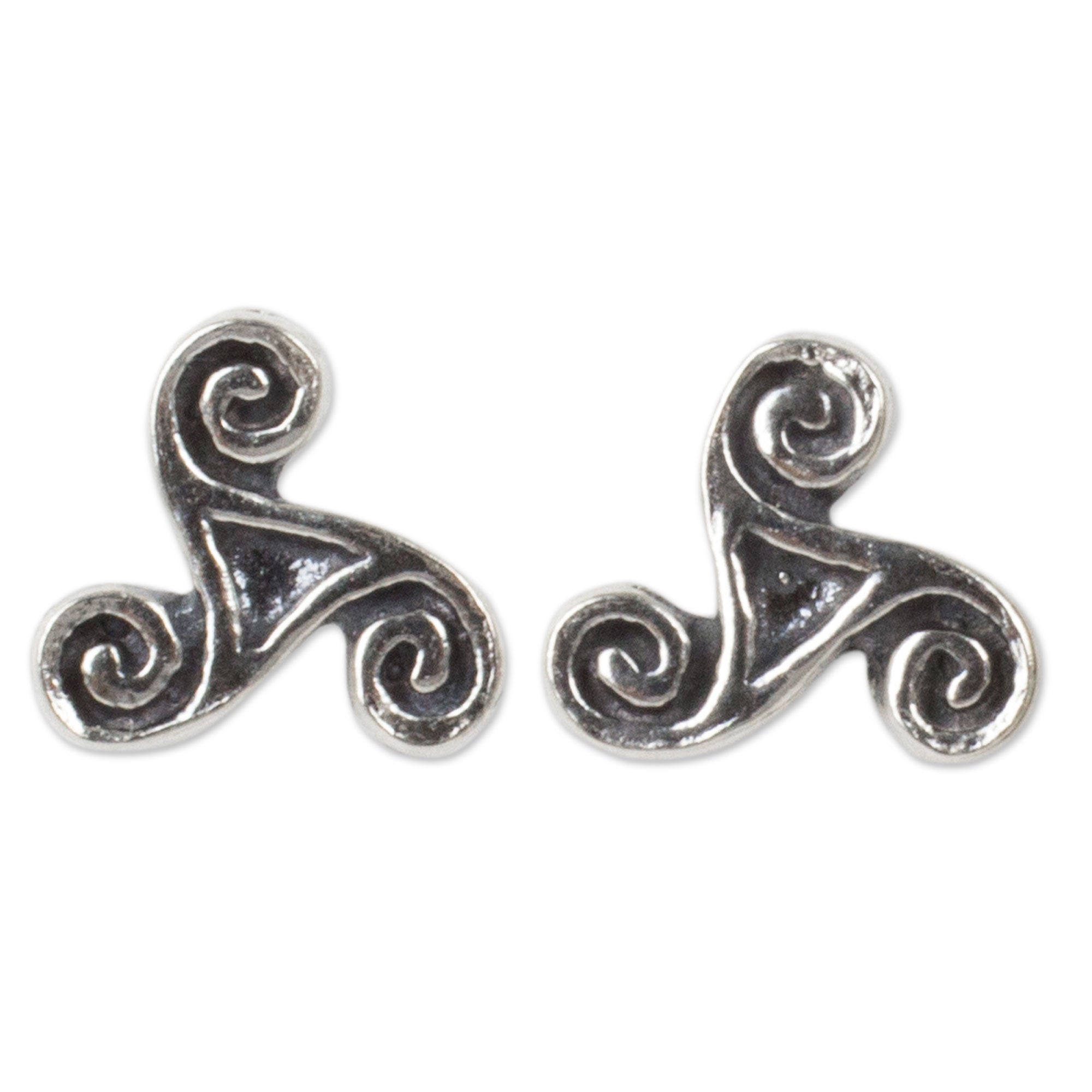 Premium Celtic Spiral Stud Earrings - Handmade Sterling Silver