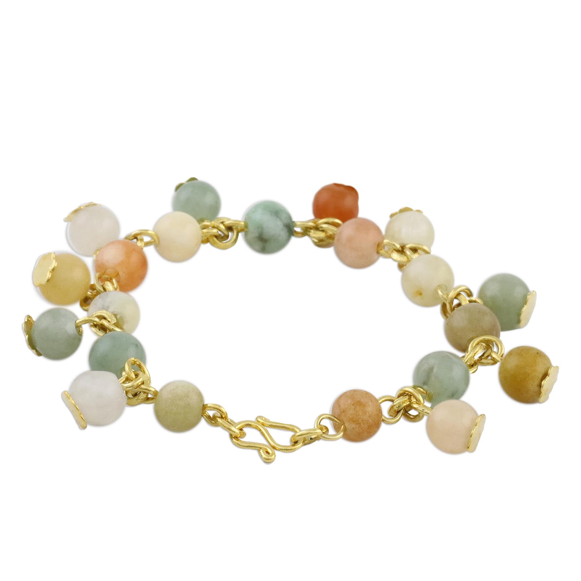 Premium Sweet Jade 18K Gold Plated Bracelet with Hook Clasp | Timeless Elegance