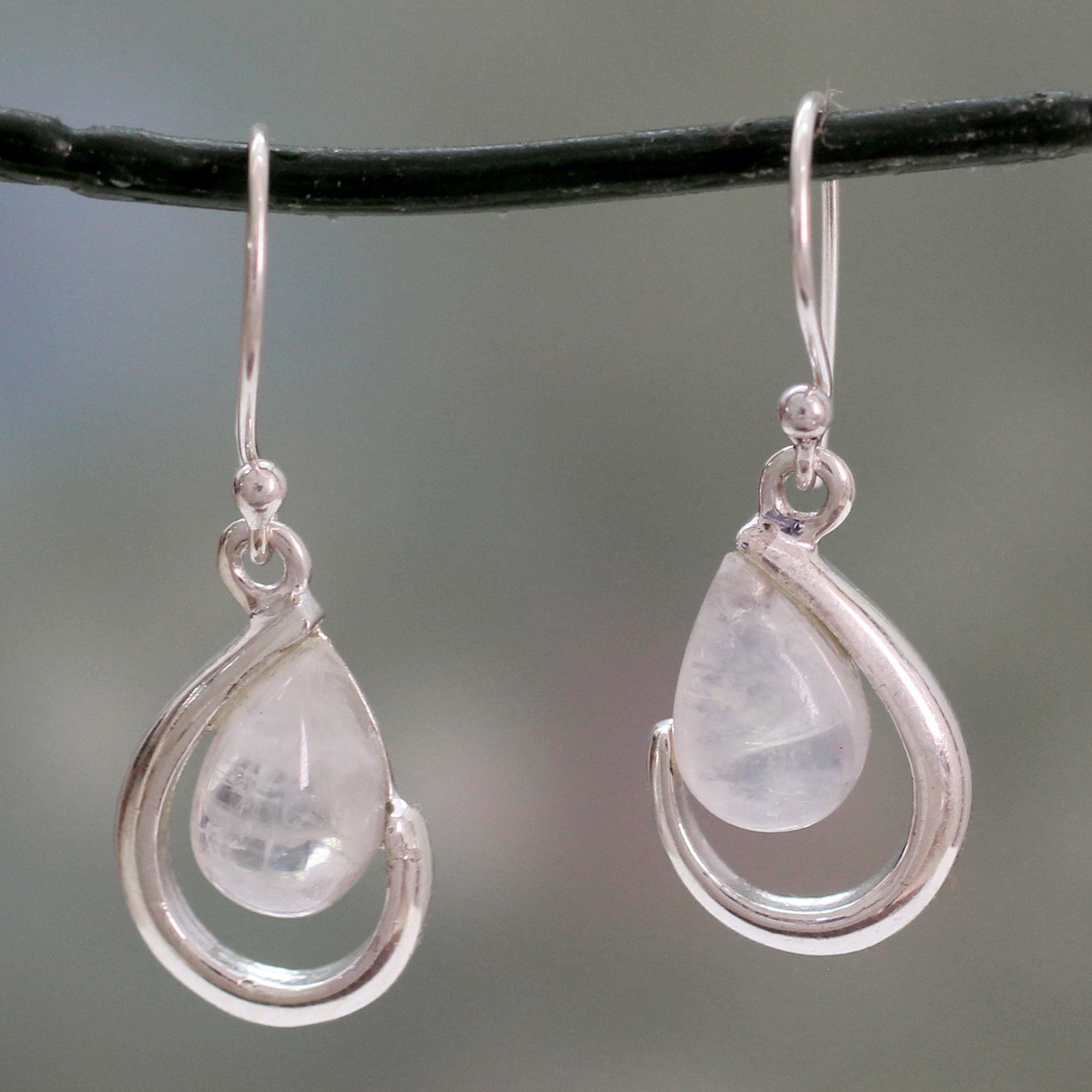 Premium Handcrafted Rainbow Moonstone Earrings - Exquisite Symmetry Design