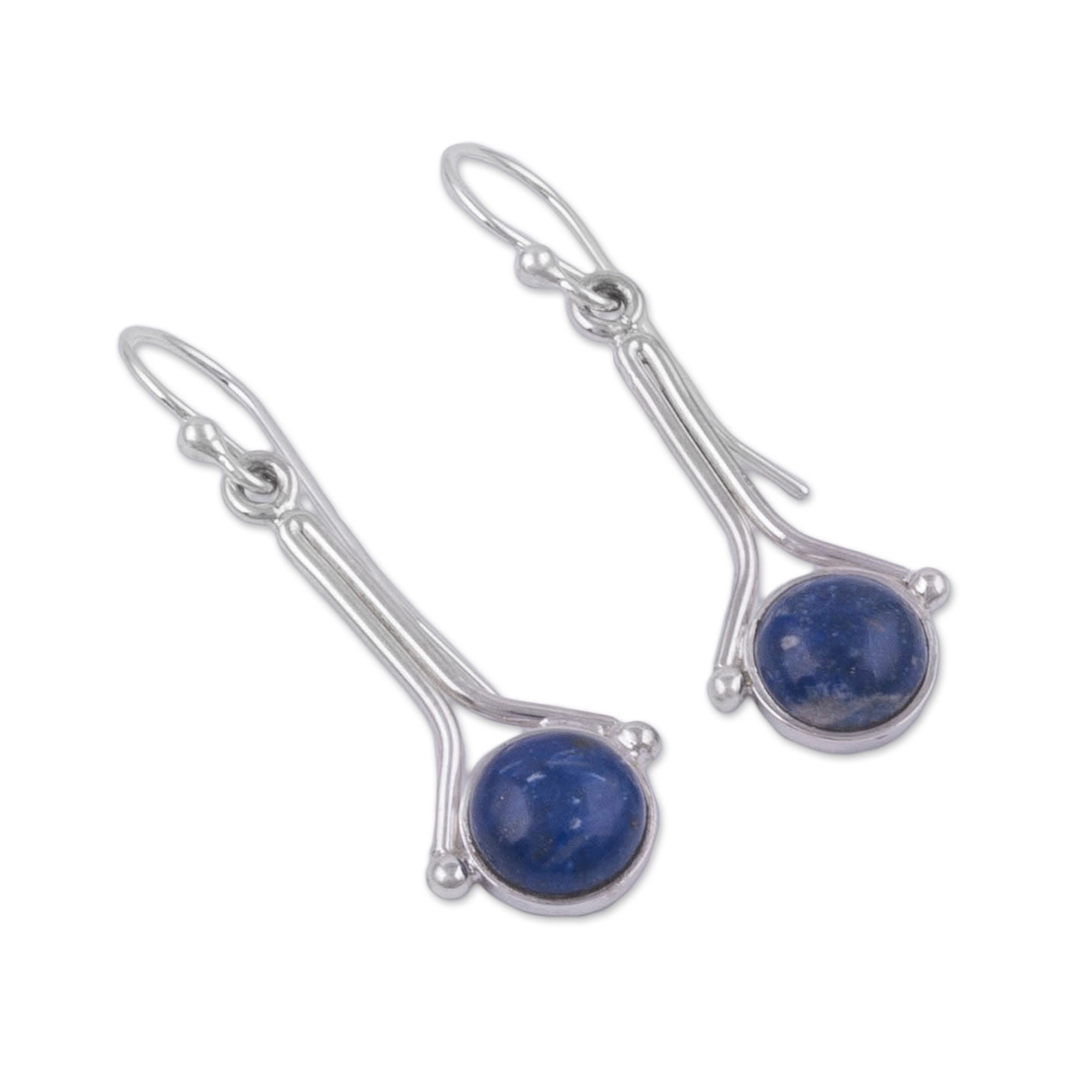 Premium Killa Moon Lapis Lazuli Dangle Earrings - Handcrafted Sterling Silver Jewelry from Peru