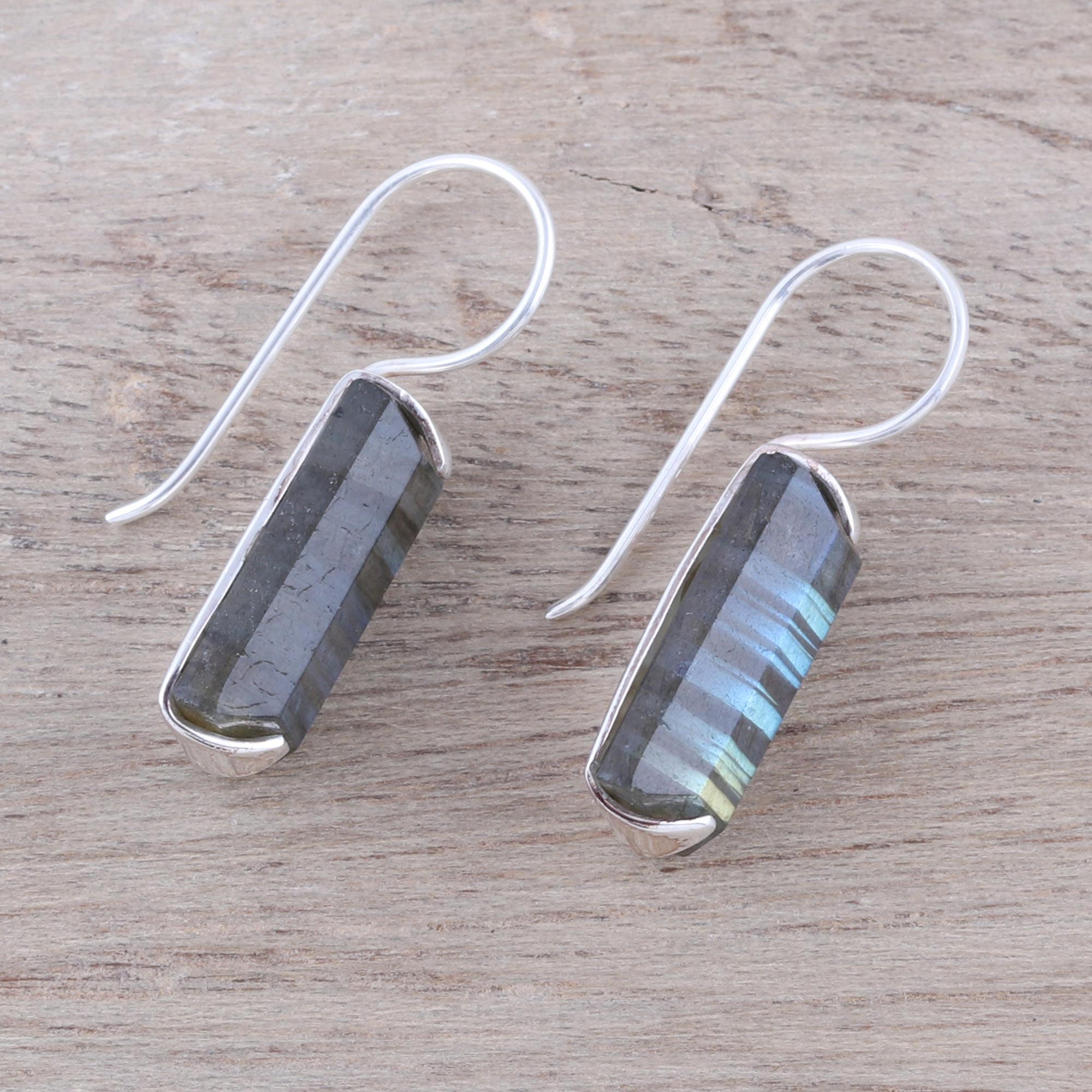 Premium Aurora Borealis 12-Carat Labradorite Drop Earrings – Handcrafted in India