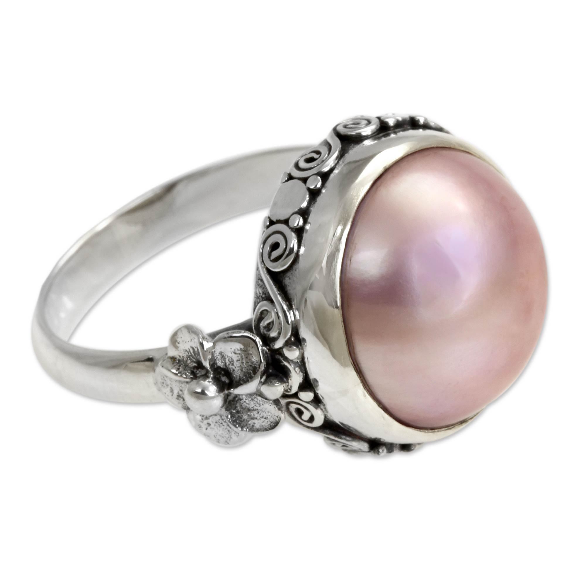 Premium Handcrafted Pearl & Sterling Silver Flower Ring - Ultimate Elegance