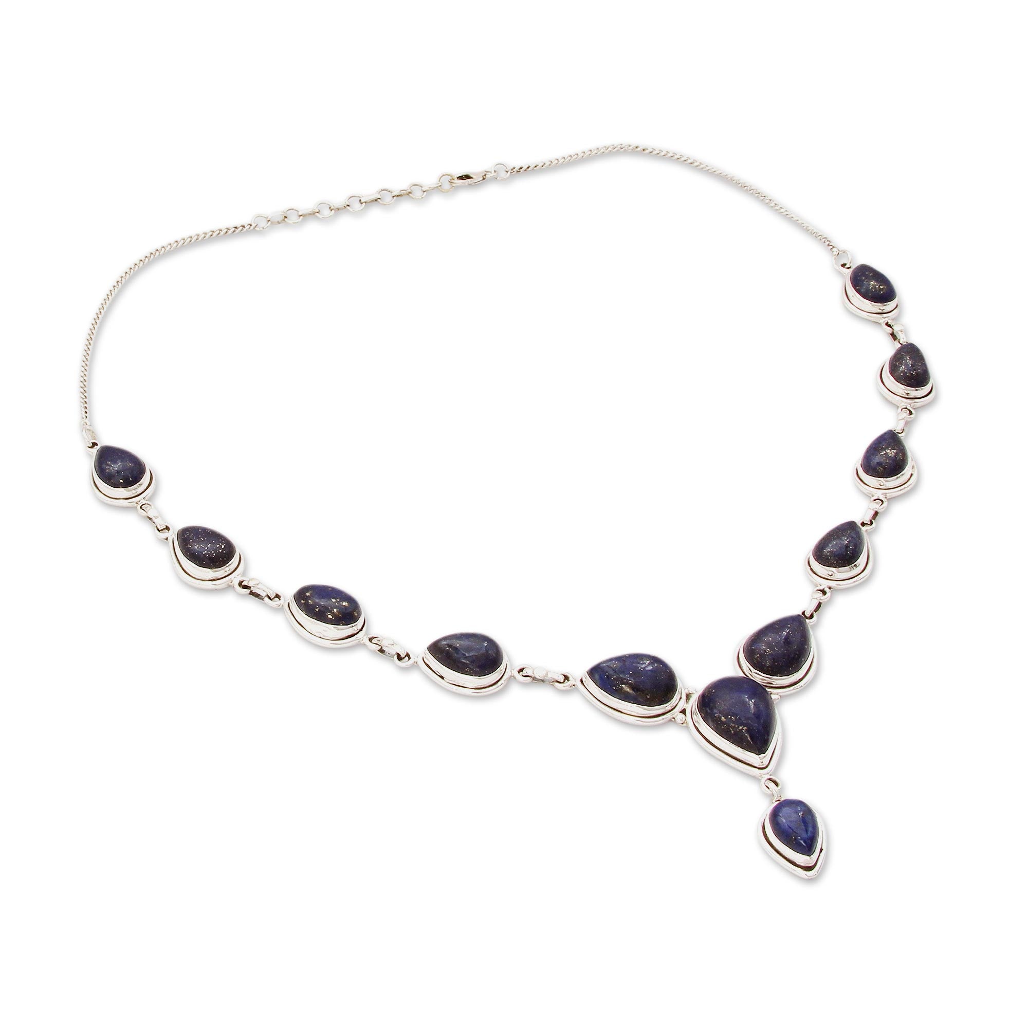 Premium Lapis Lazuli Sterling Silver Necklace – Elegant Teardrop Design