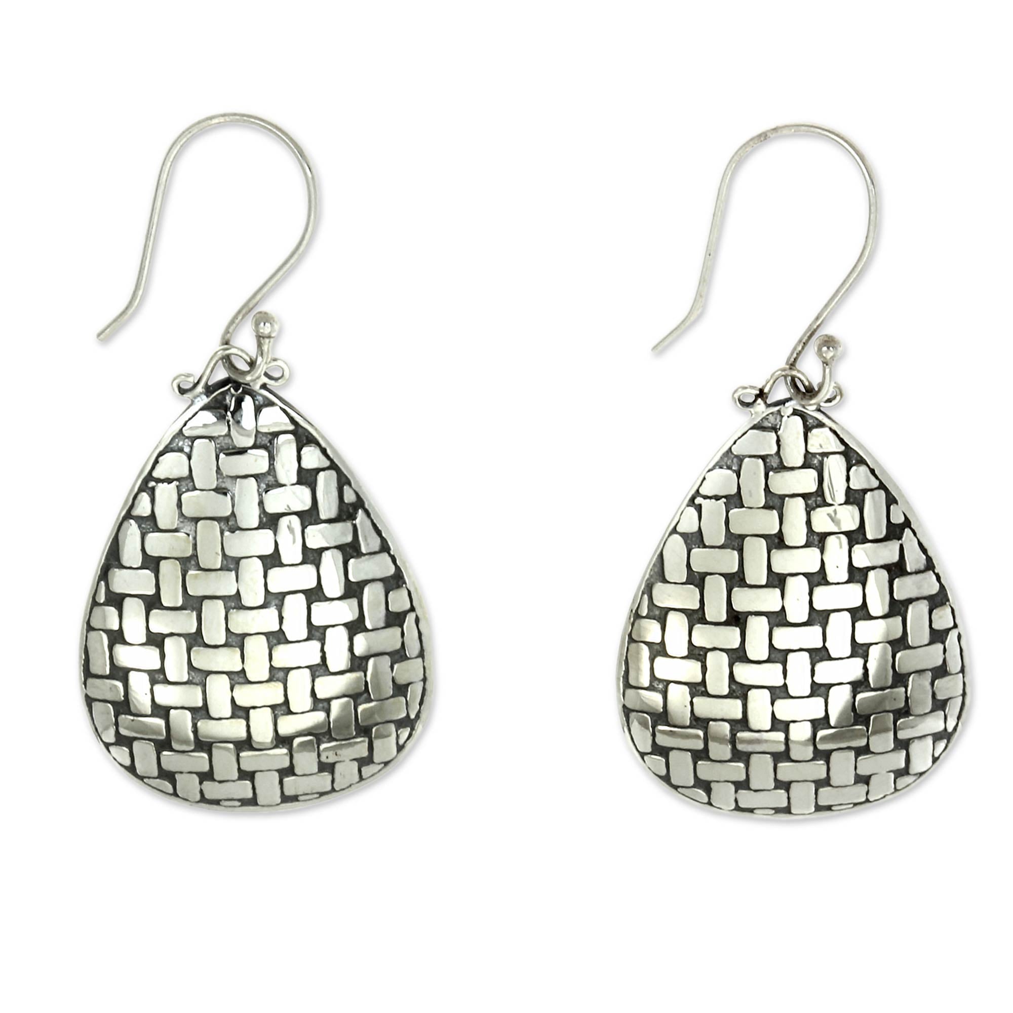 Premium Bamboo Teardrop Silver Dangle Earrings – Fair Trade & Handcrafted