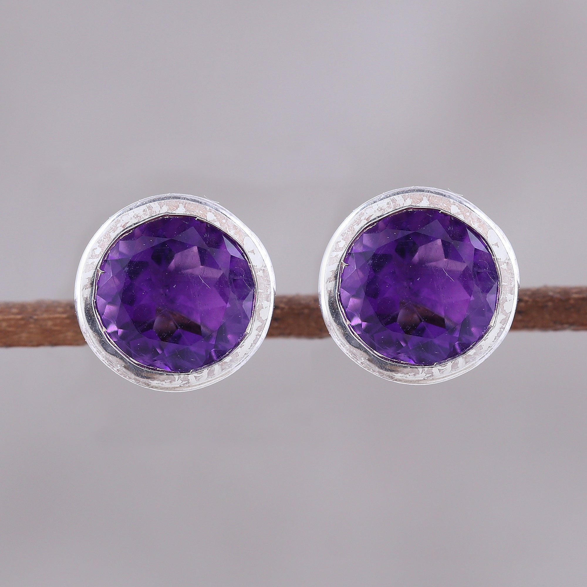 Premium Faceted Amethyst Stud Earrings - Handcrafted in Sterling Silver