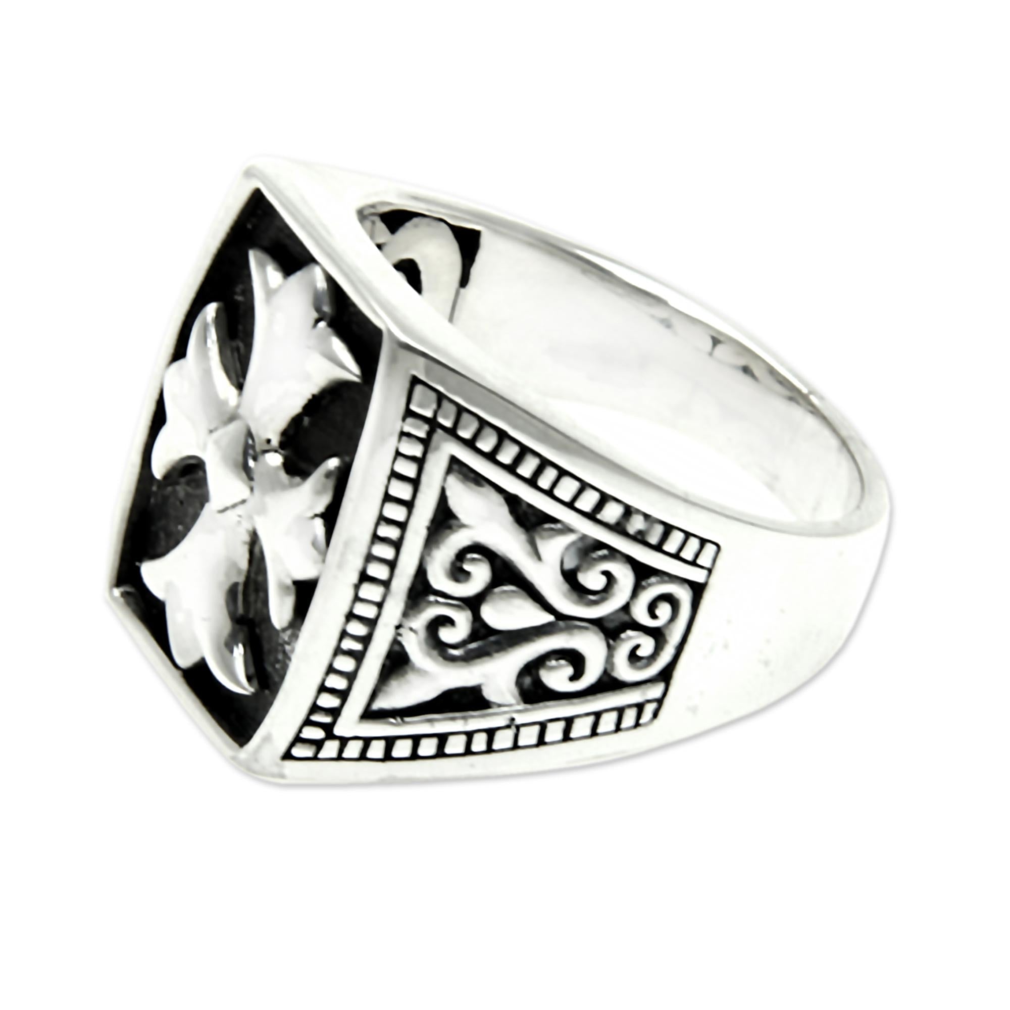 Premium Brave Knight Sterling Silver Cross Ring for Men