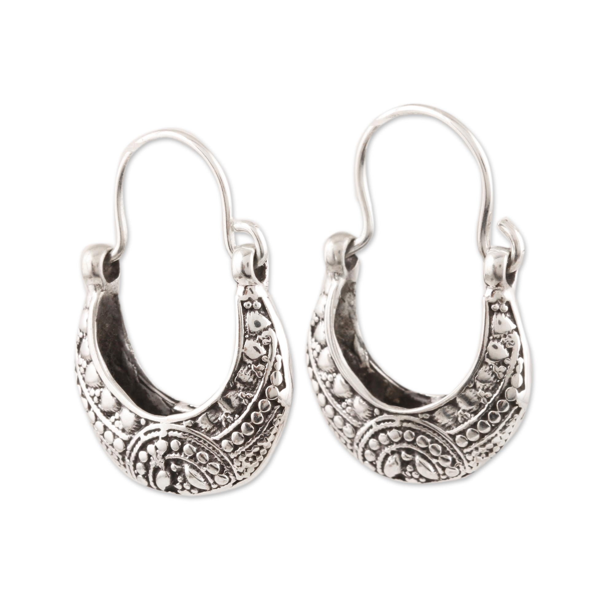 Premium Mystic Cradle Hoop Earrings - Handcrafted Sterling Silver Jewelry