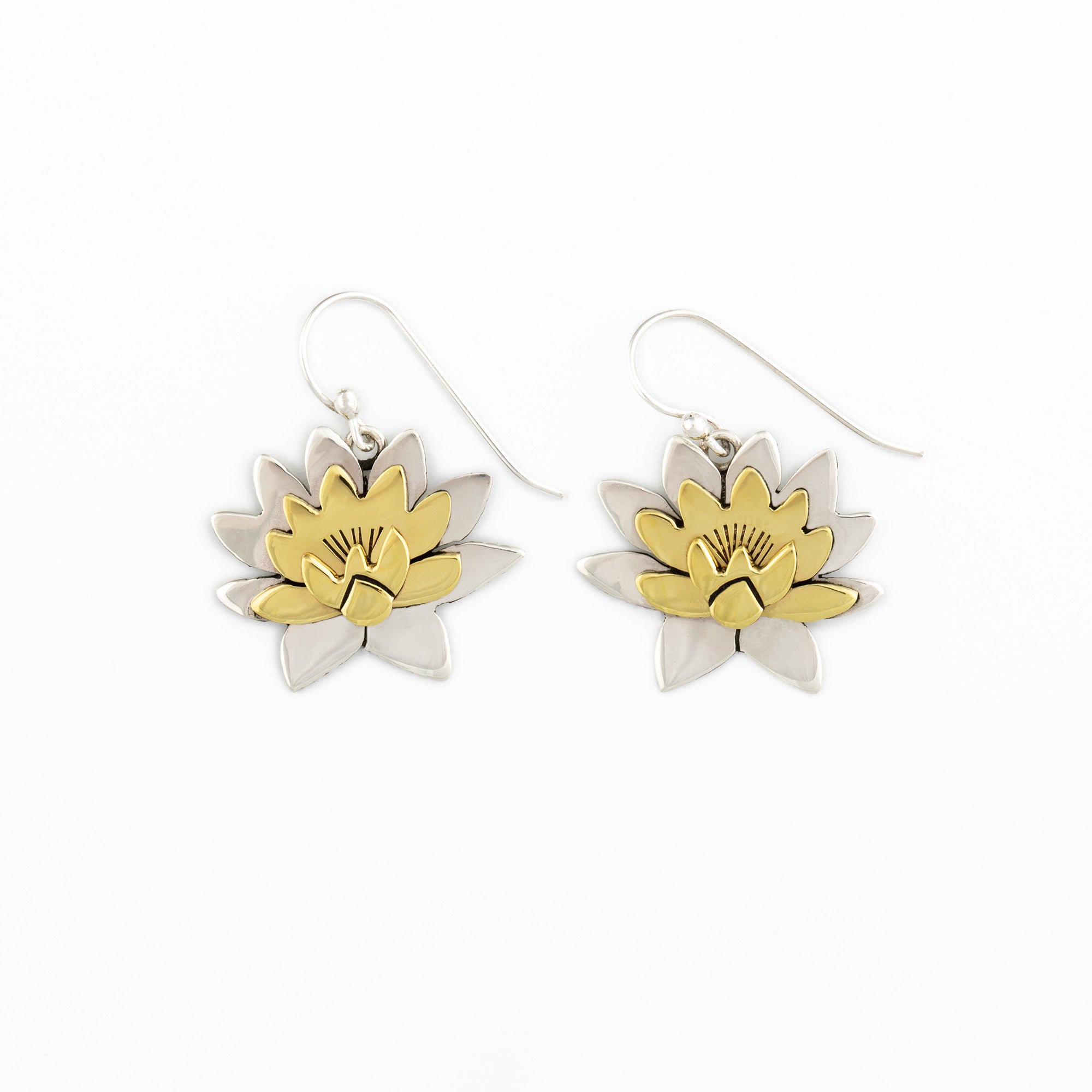 Premium Mixed Metal Flower Dangle Earrings