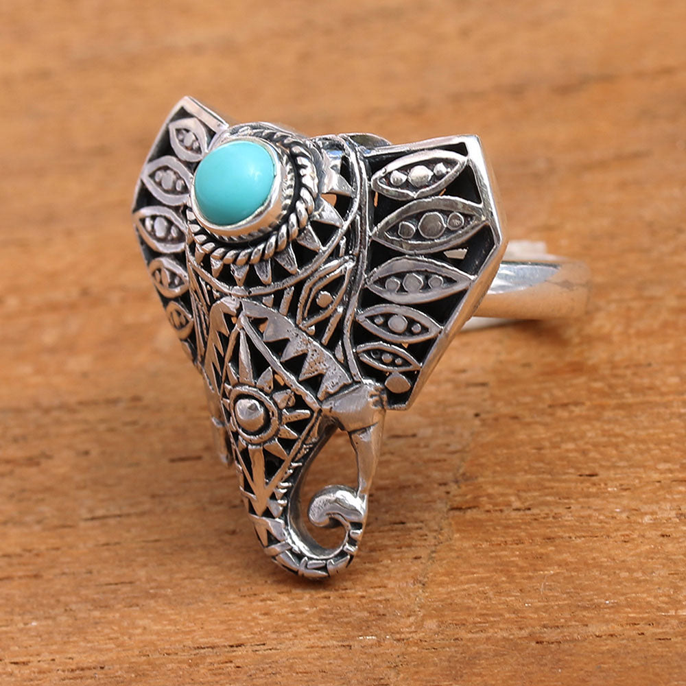 Premium Bali Elephant Eyes Cocktail Ring - Sterling Silver & Magnesite