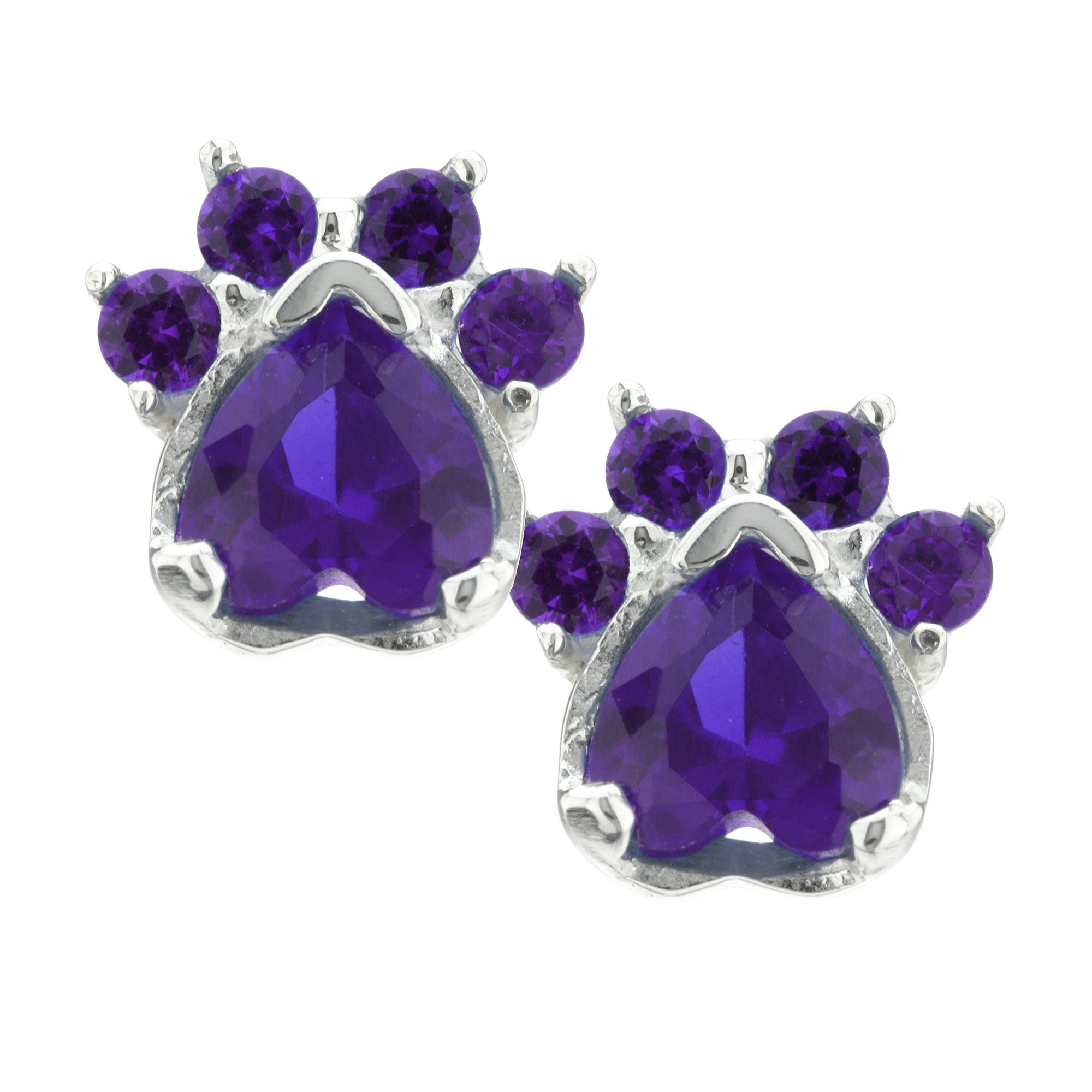 Premium Paw Print Birthstone Earrings | Fair Trade & Hypoallergenic