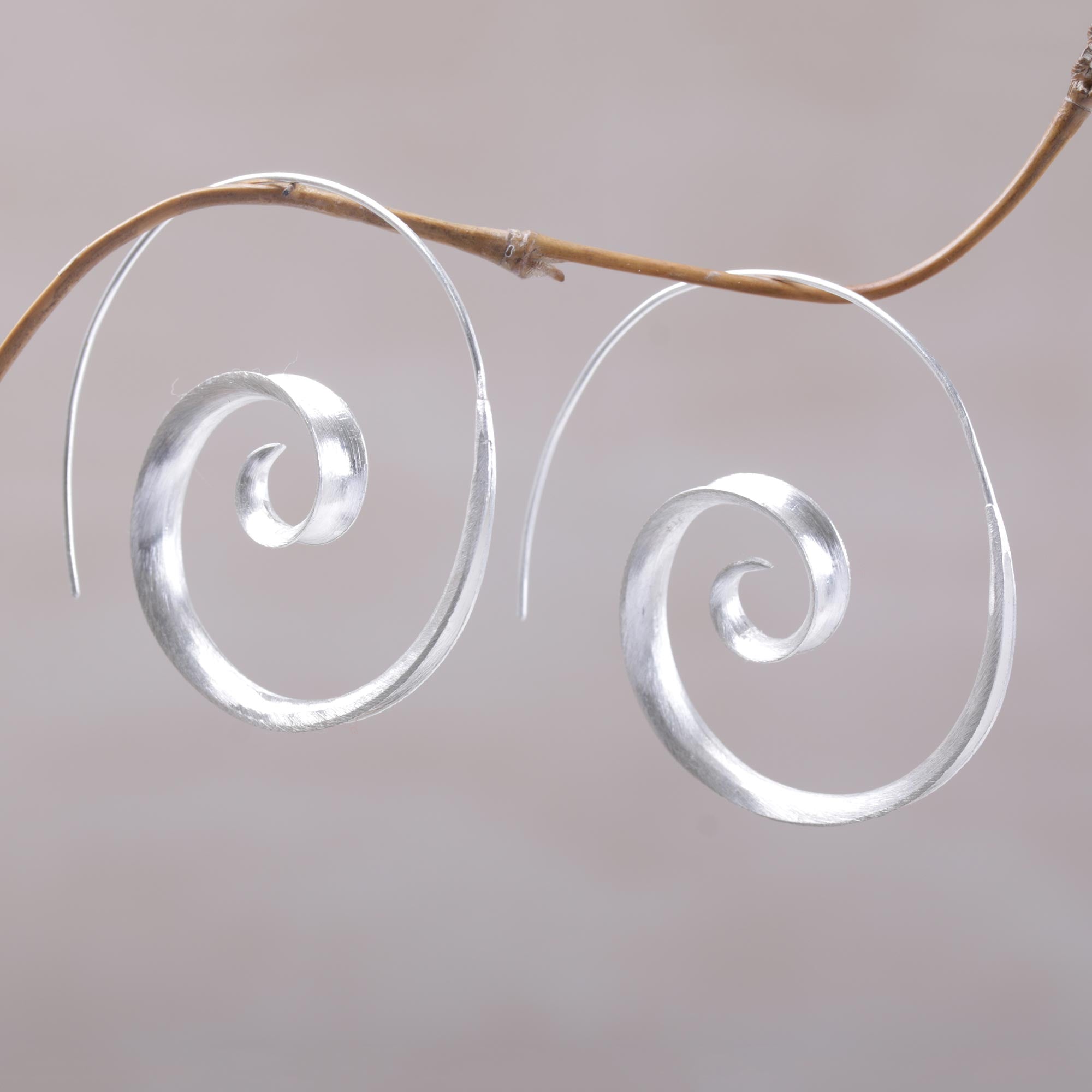 Premium Spirals Sterling Silver Drop Earrings - Modern Elegance