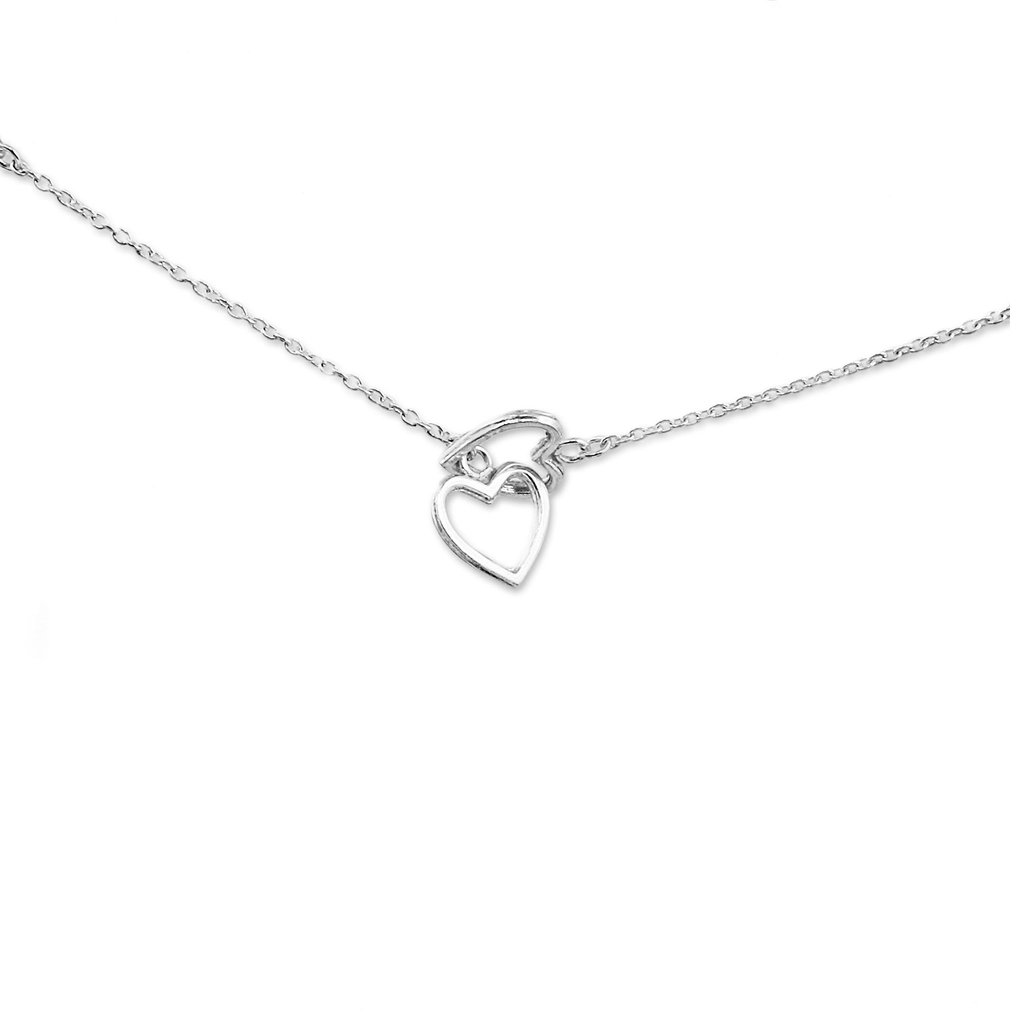 Premium Glossy Hearts Sterling Silver Necklace – Handmade Romantic Jewelry