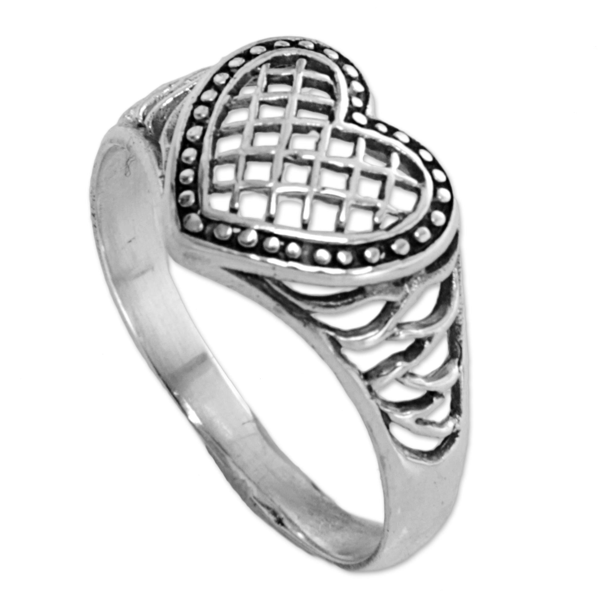 Premium Bali Heart Sterling Silver Cocktail Ring – Handcrafted Jewelry from Indonesia