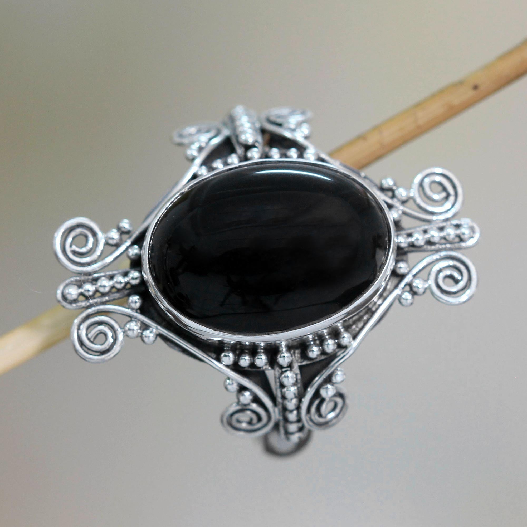 Premium Dewi Putera Sterling Silver & Onyx Bali-Inspired Ring