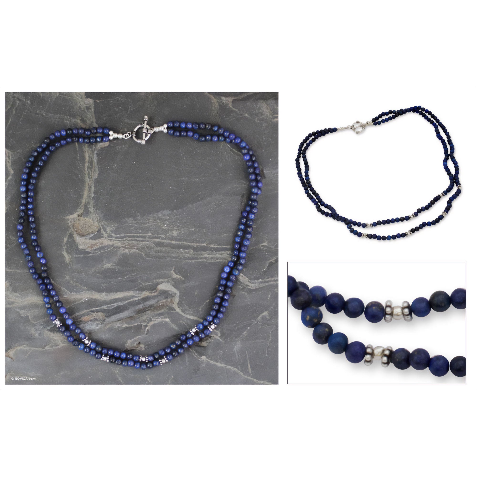 Premium Agra Azure Lapis Lazuli Necklace - Handmade Sterling Silver Jewelry