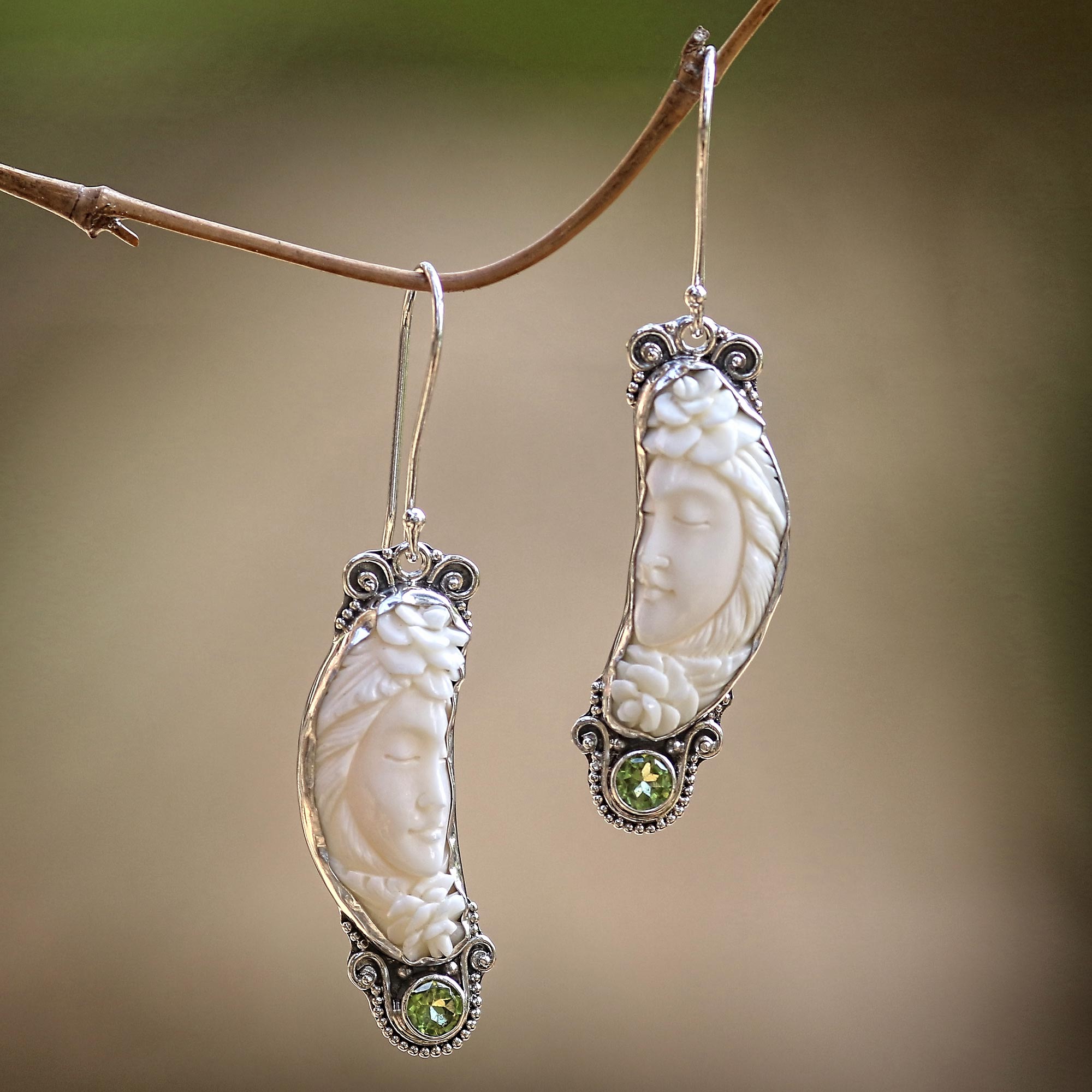 Premium Rose Queen Peridot Dangle Earrings - Handcrafted Sterling Silver