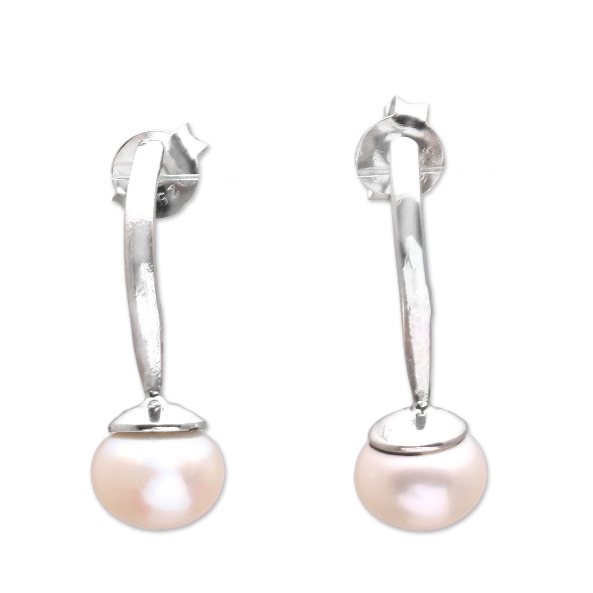 Premium Goddess Teardrops: Luxurious White Cultured Pearl Drop Earrings from Bali