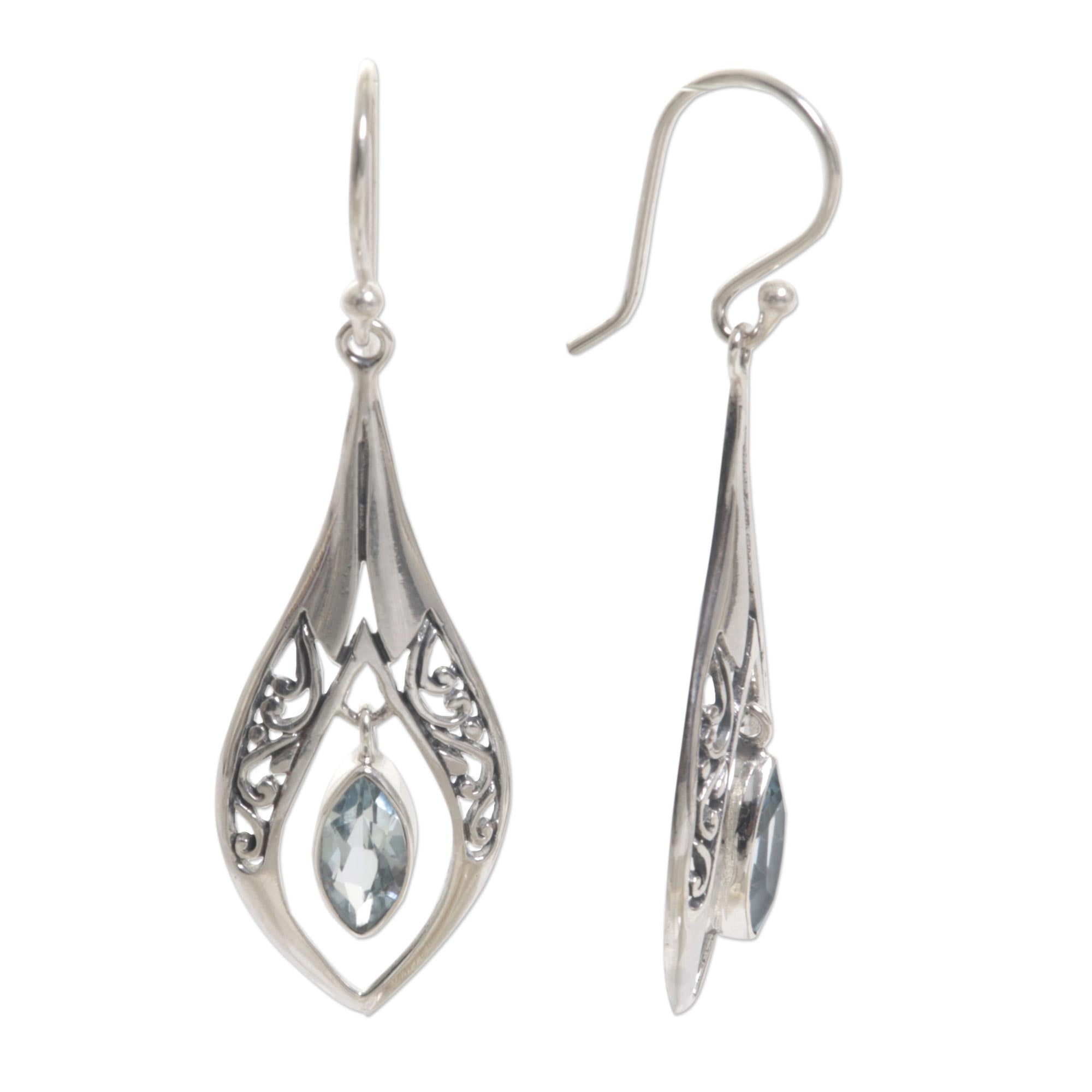 Premium Blue Teardrop Sterling Silver Earrings | Handcrafted Elegance