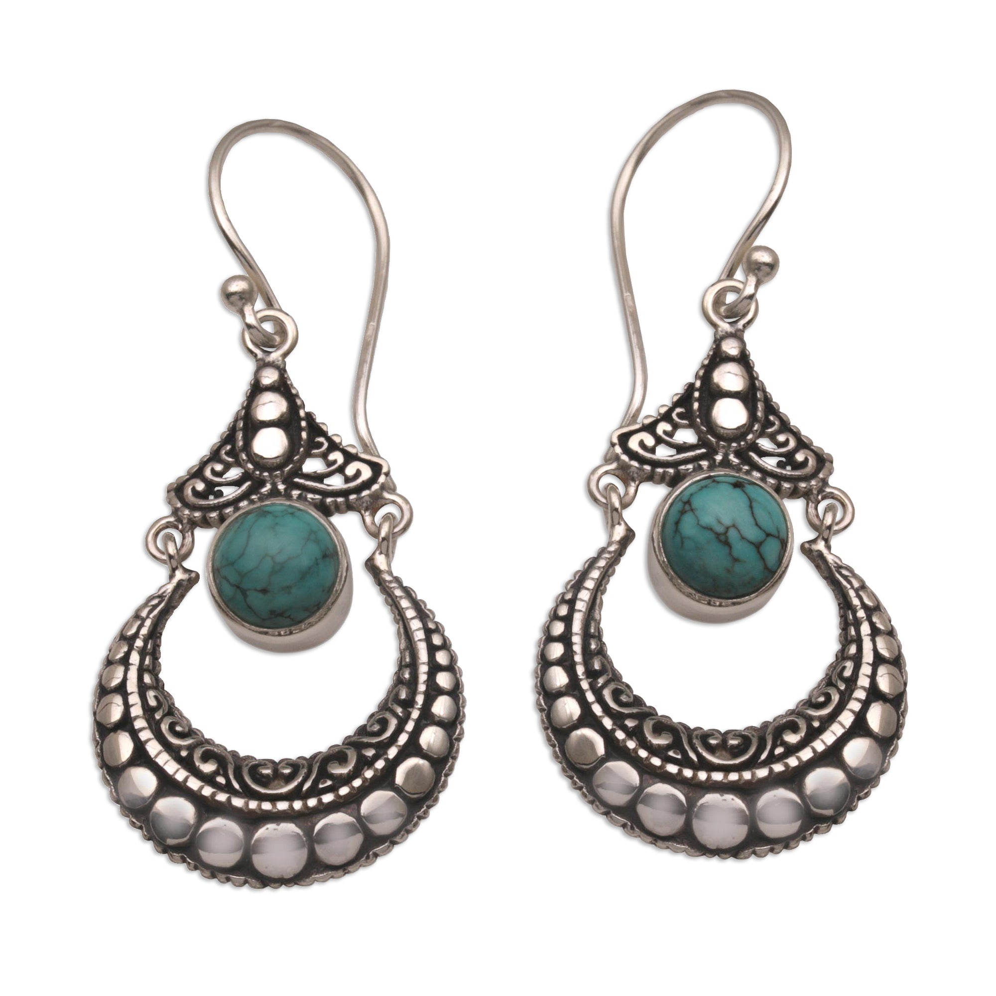 Premium Crescent Magnesite Dangle Earrings – Handcrafted Sterling Silver