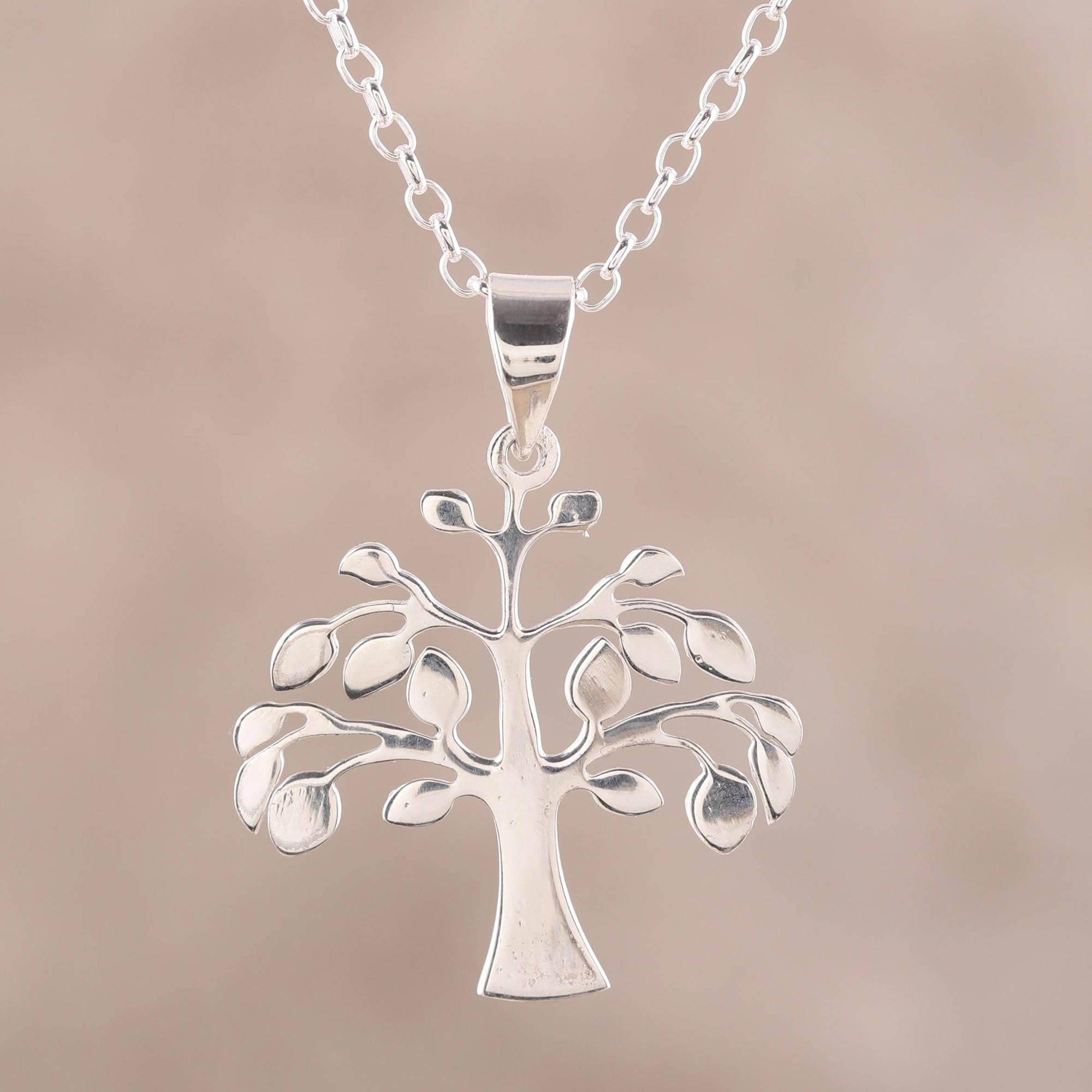 Premium Kalpvriksh Tree Sterling Silver Pendant Necklace - Handcrafted in India