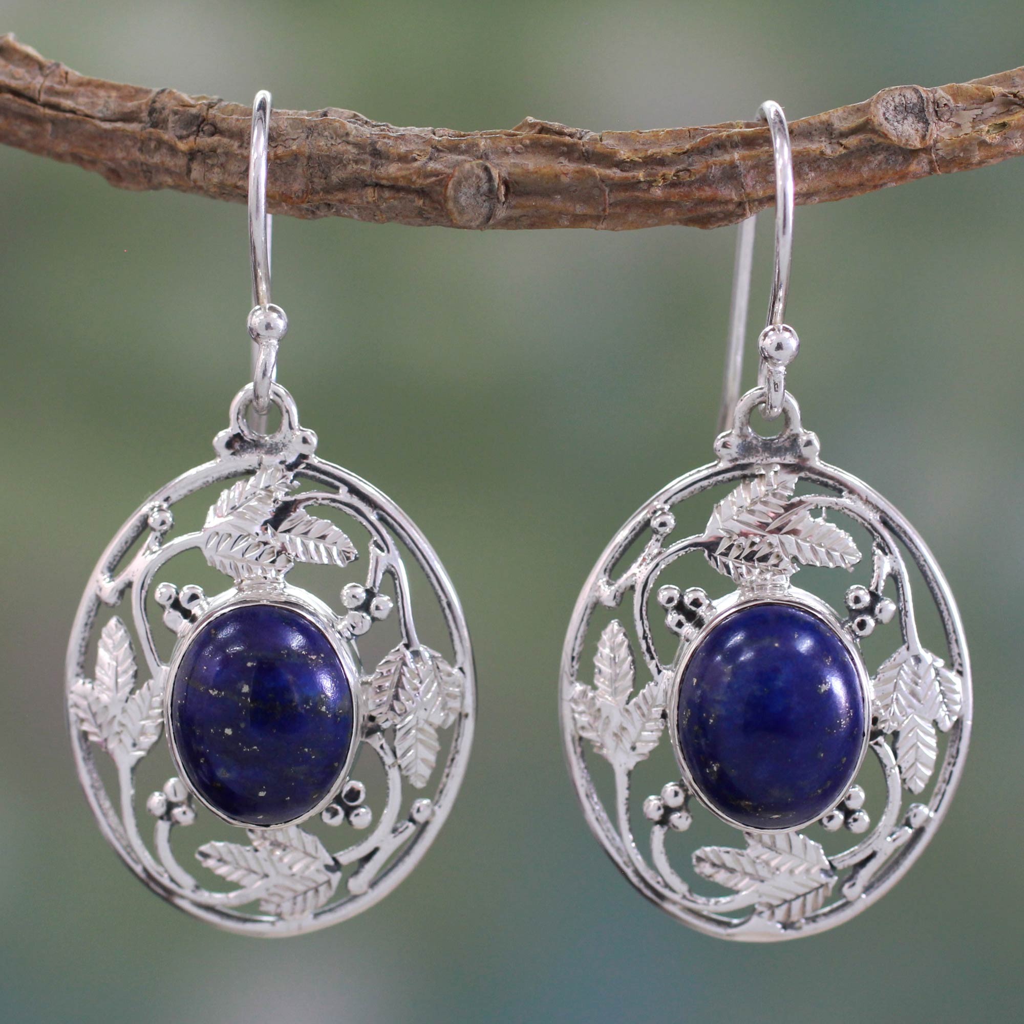 Premium Ocean Avatar Lapis Lazuli Silver Dangle Earrings - Handcrafted Elegance