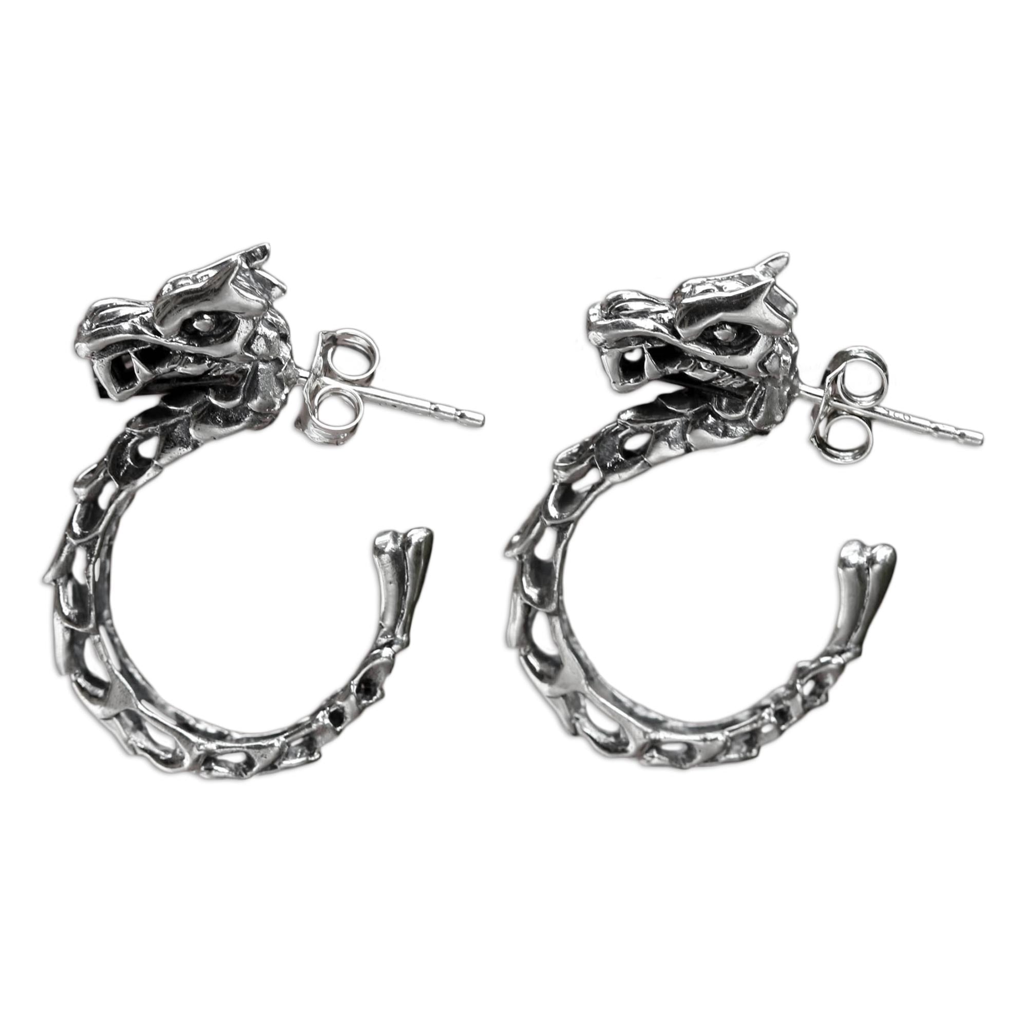 Premium Anantaboga Dragon Sterling Silver Hoop Earrings