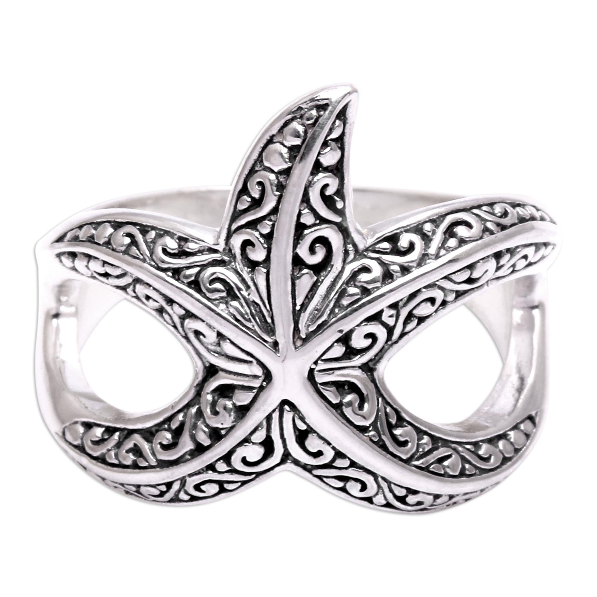 Premium Bali Starfish Sterling Silver Cocktail Ring