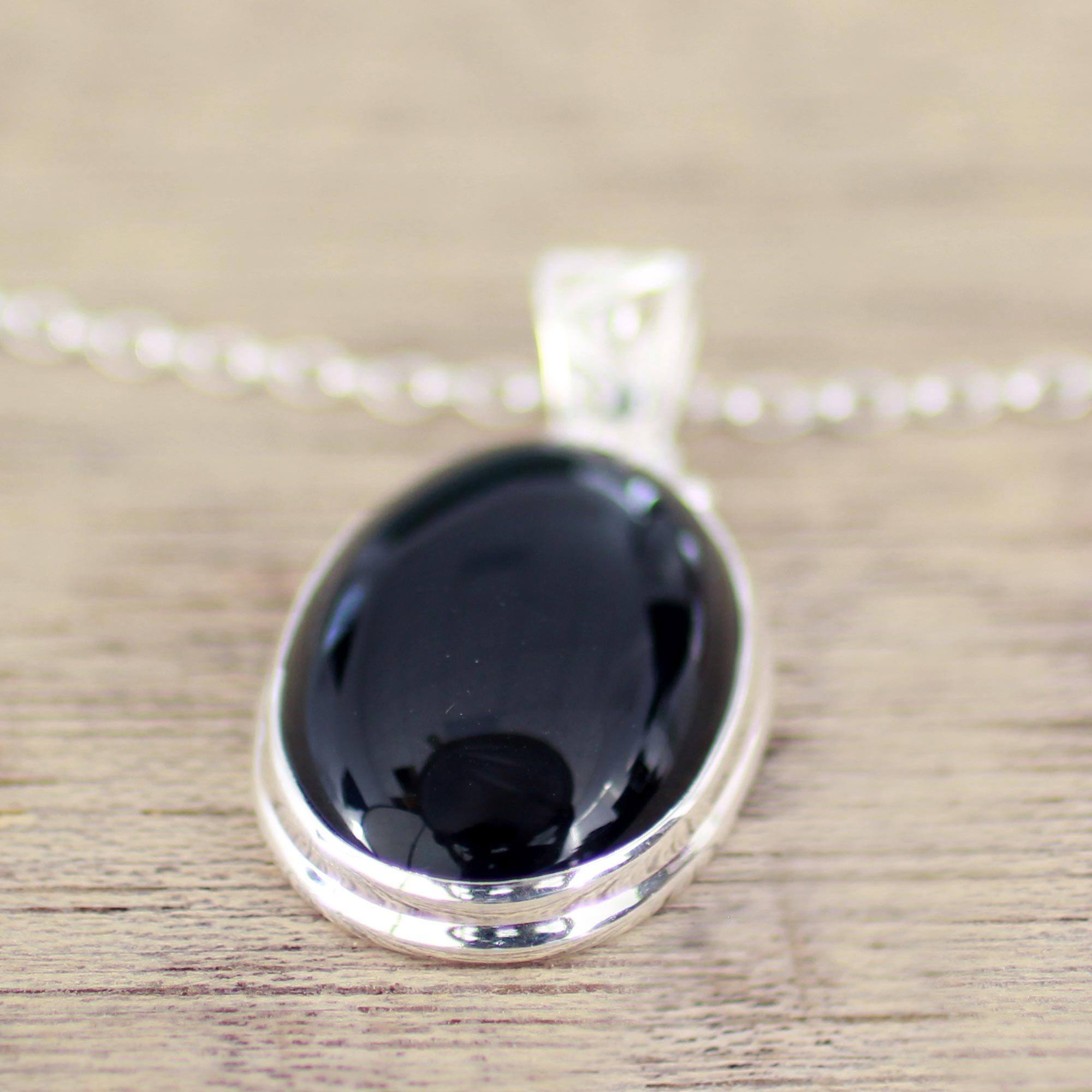 Premium Elegant Onyx Necklace - Handcrafted Sterling Silver Jewelry