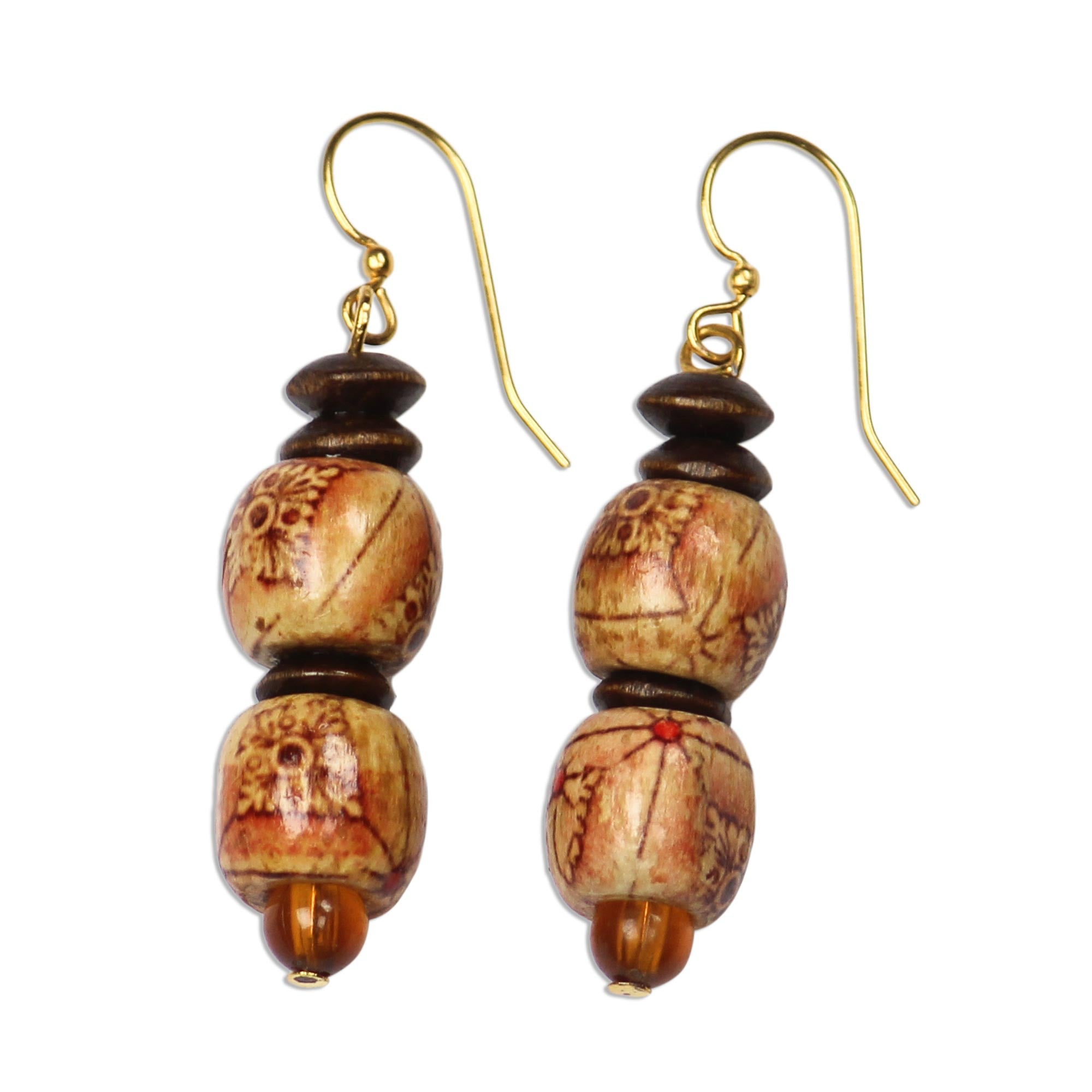 Premium Peace African Eco-Friendly Wood Bead Earrings – Handmade & Sustainable