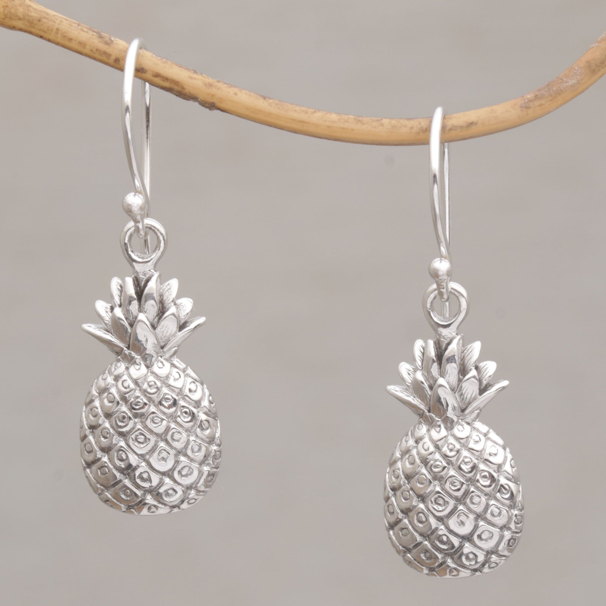 Premium Pineapple Sterling Silver Earrings - Handcrafted Elegance