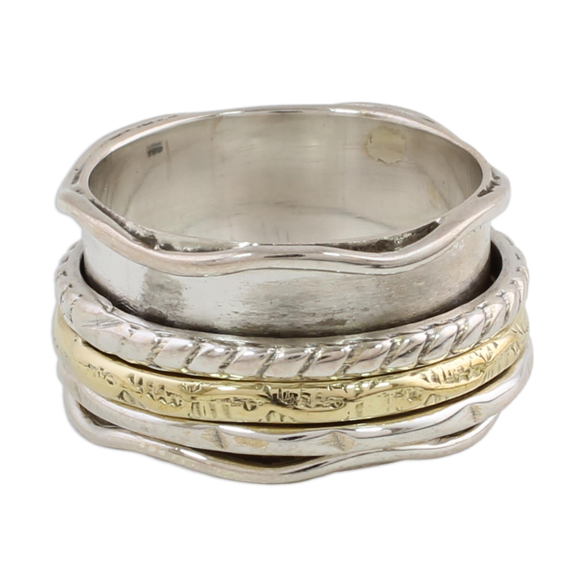 Premium Spinning Grace Silver & Brass Meditation Ring - Upgrade Your Mindfulness