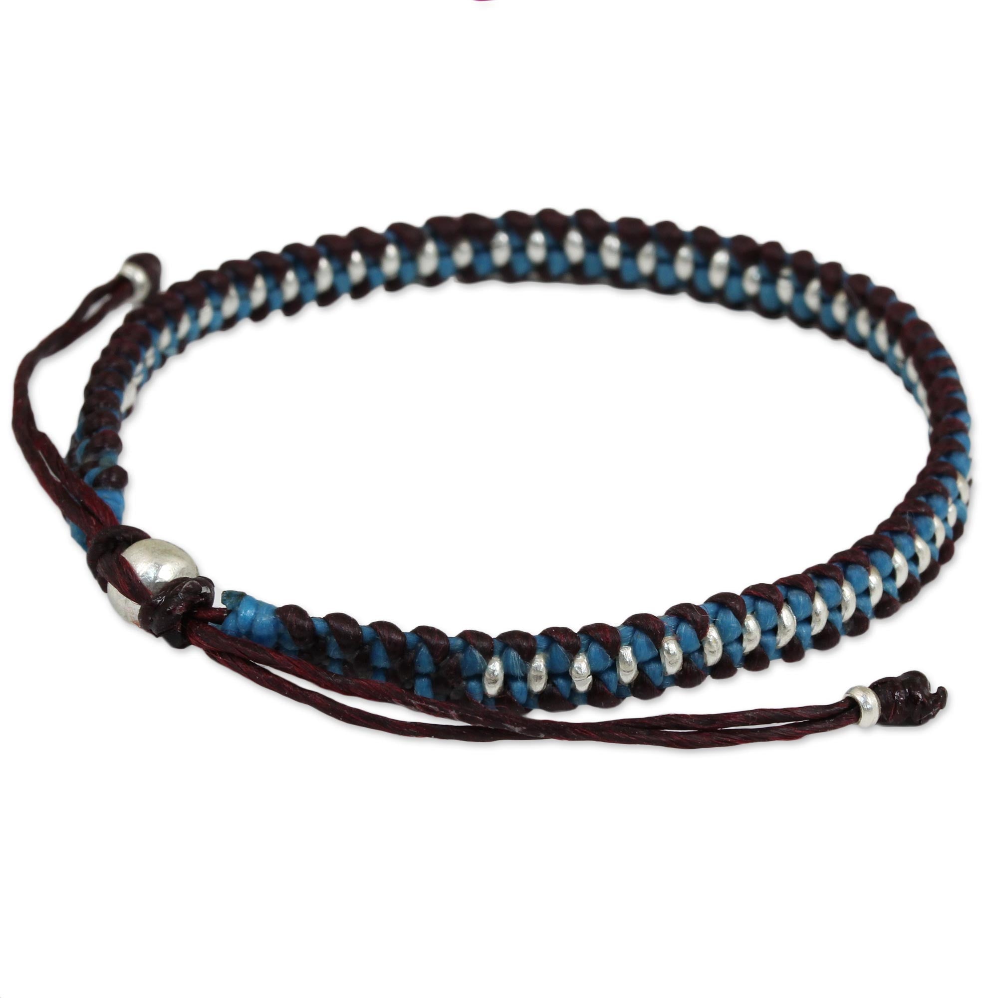 Premium Artisan Crafted Friendship Bracelet - Blue & Silver Accents